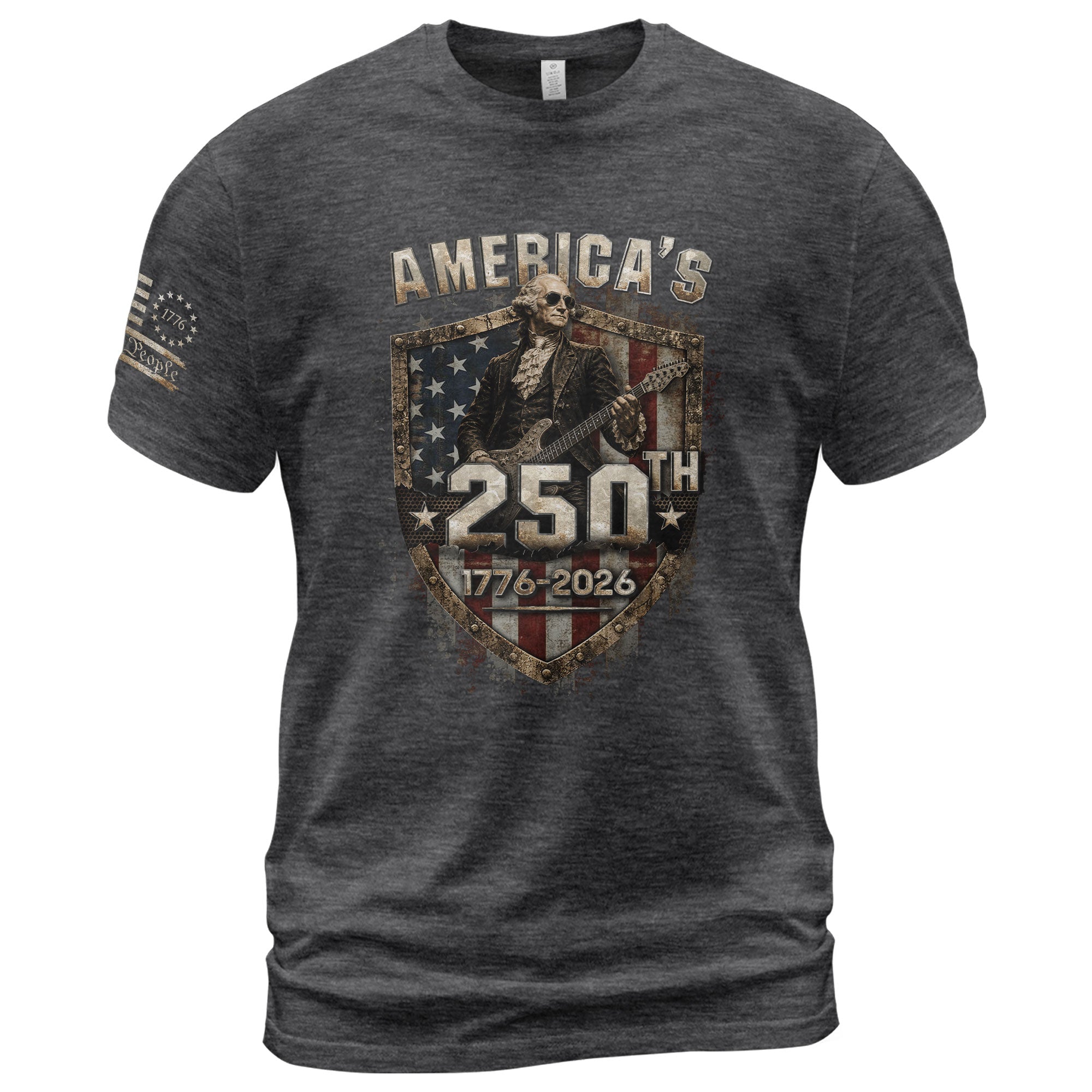 George Washington Guitar T-Shirt 1776-2026 Patriotic Graphic Tee Historical Anniversary Gift