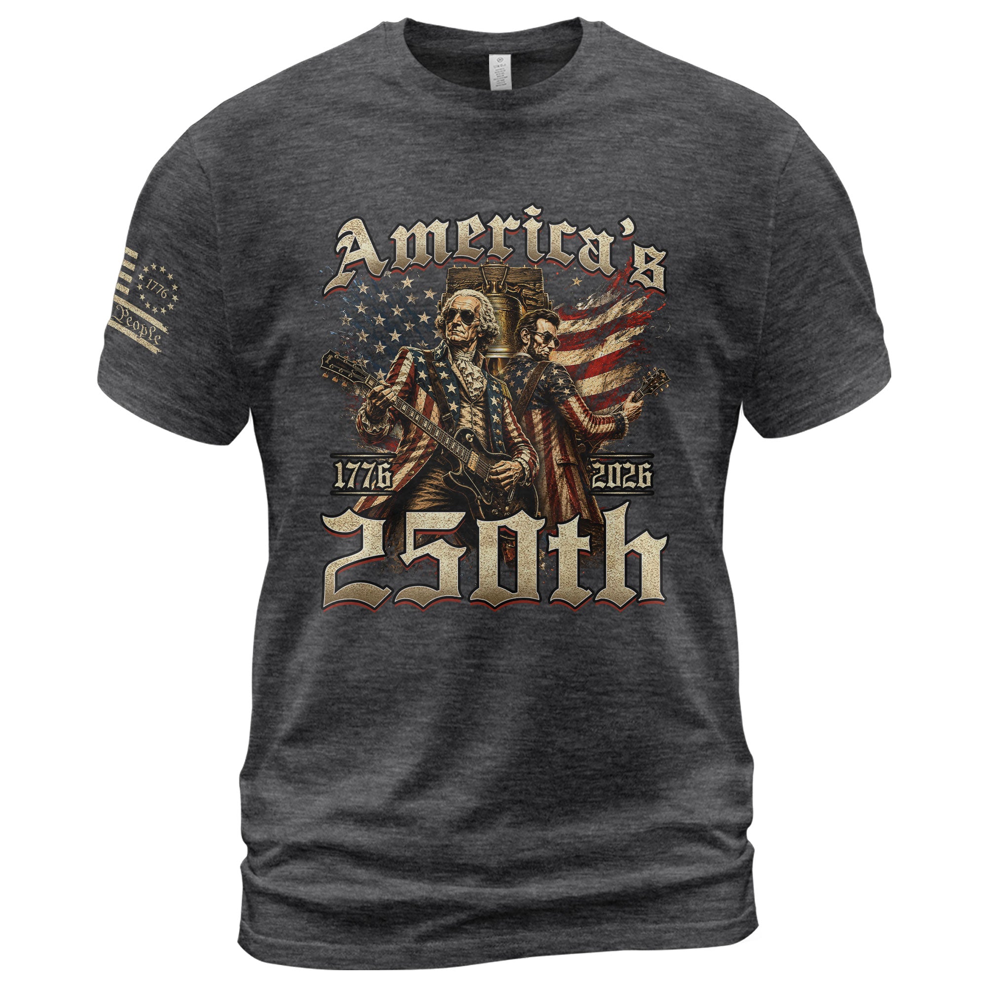 Washington and Lincoln Guitar Shirt 1776-2026 Patriotic Graphic Tee Historical Legacy Apparel