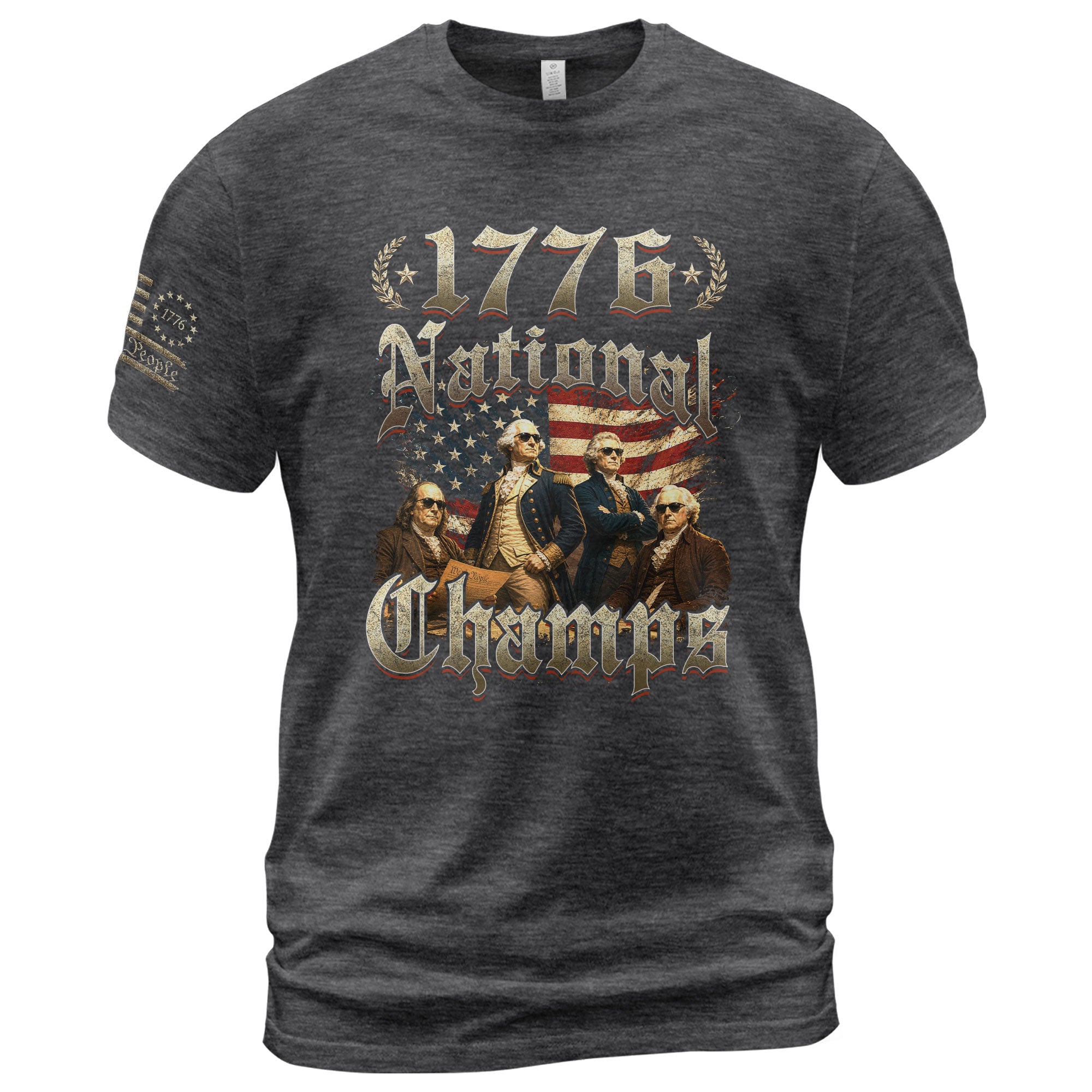 1776 National Champs T-Shirt Vintage US Founding Fathers Patriotic 4th of July Graphic Tee