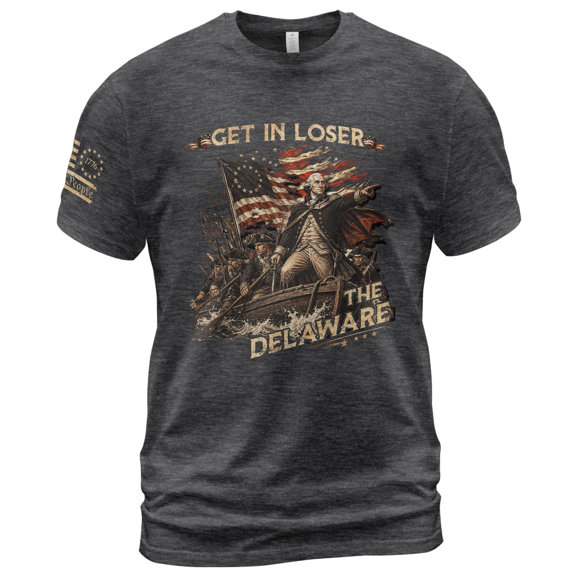 The Delaware Crossing Graphic Tee - Vintage Patriotic George Washington Cotton Shirt