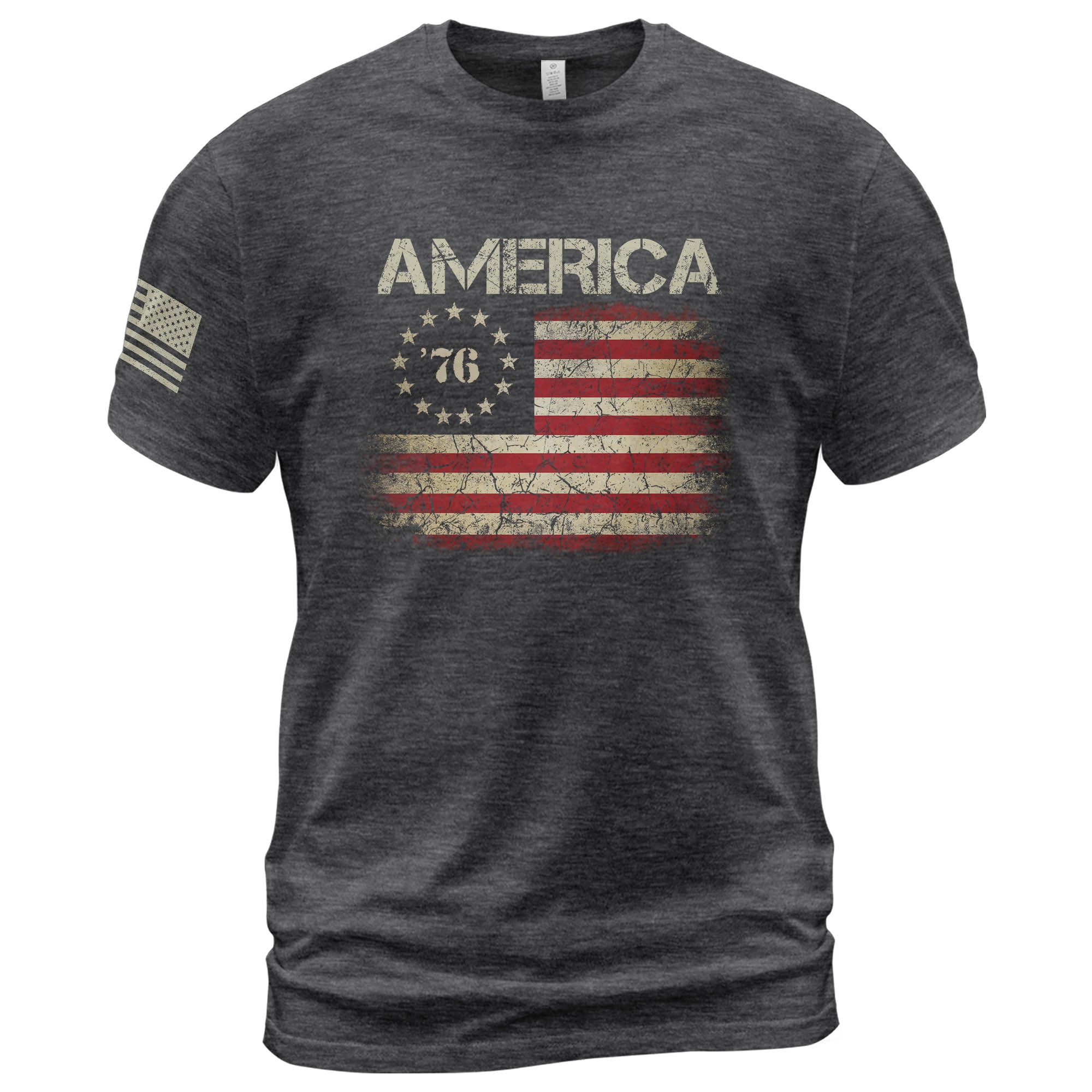 Vintage 1776 American Flag T-Shirt Patriotic Graphic Tee Men Women Casual Shirt