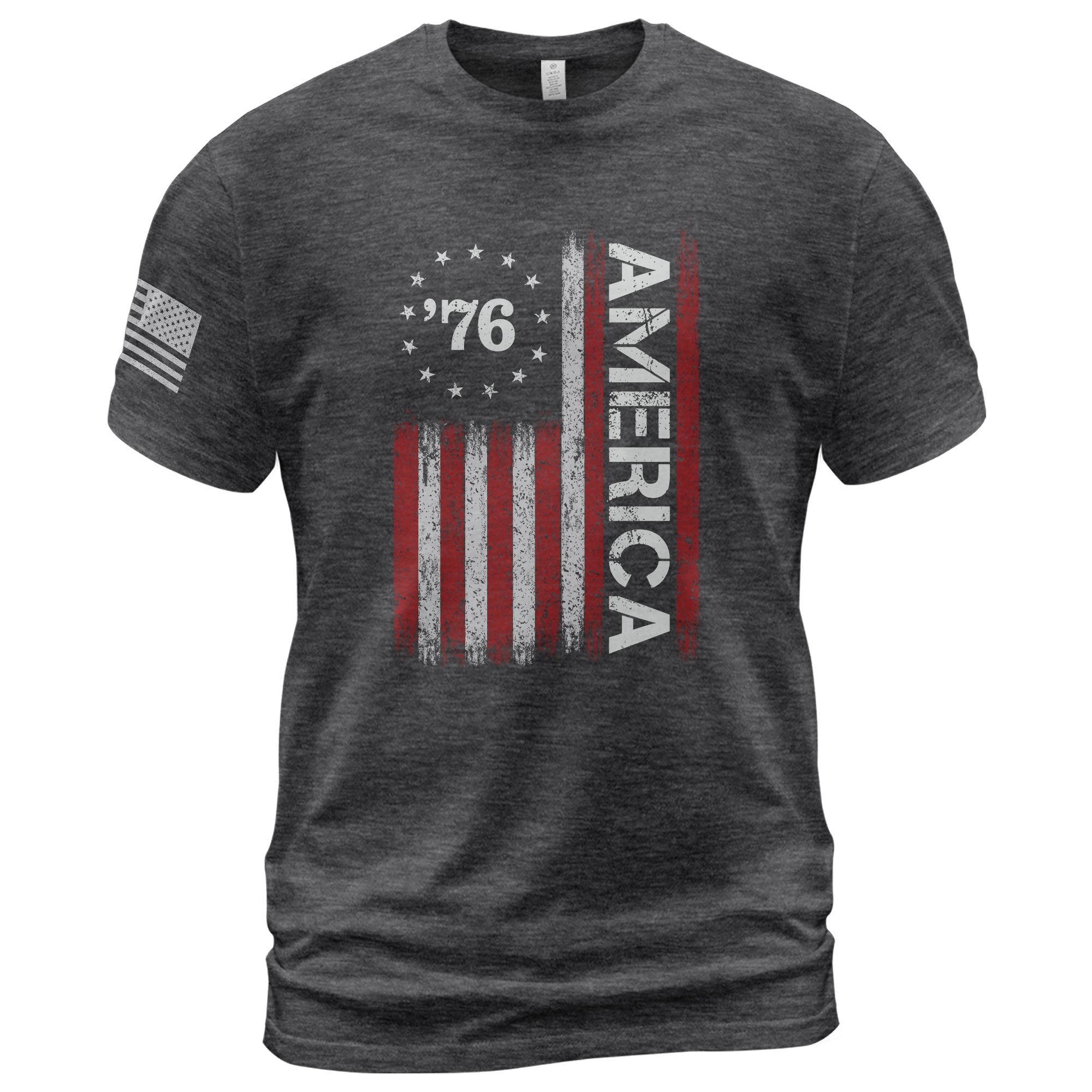 Classic Retro Style American Flag 76 Apparel Patriotic Graphic T-Shirt Holiday Wear