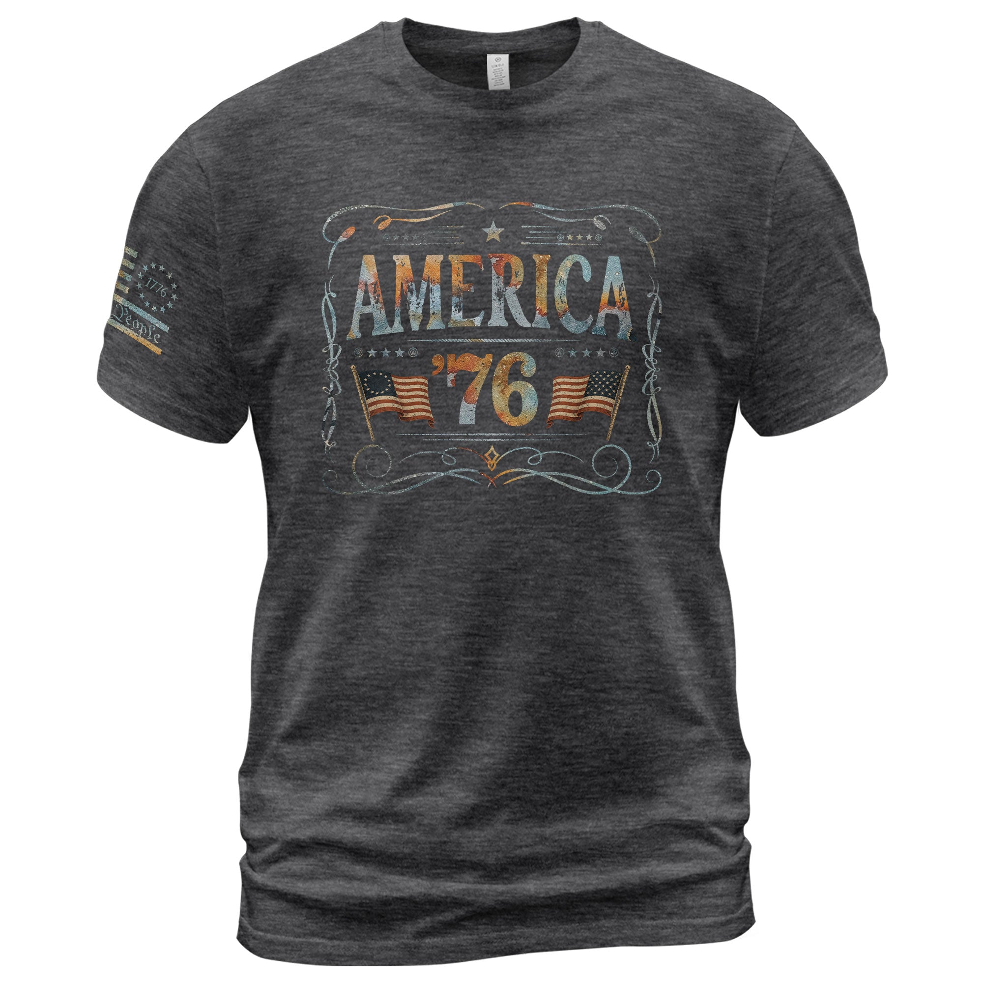 American Pride 76 T-Shirt Vintage Patriotic Graphic Design Casual Birthday Gift