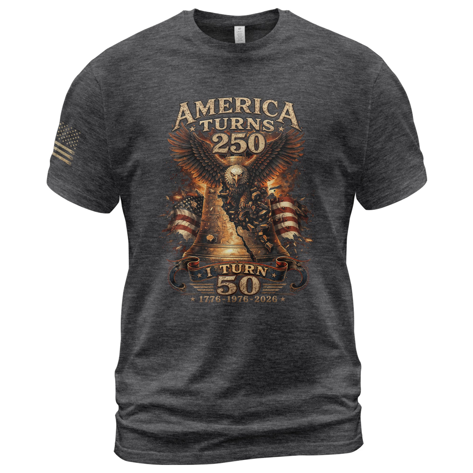 America Turns 250 I Turn 50 Eagle Liberty Bell Patriotic 50th Birthday 1976 T-Shirt