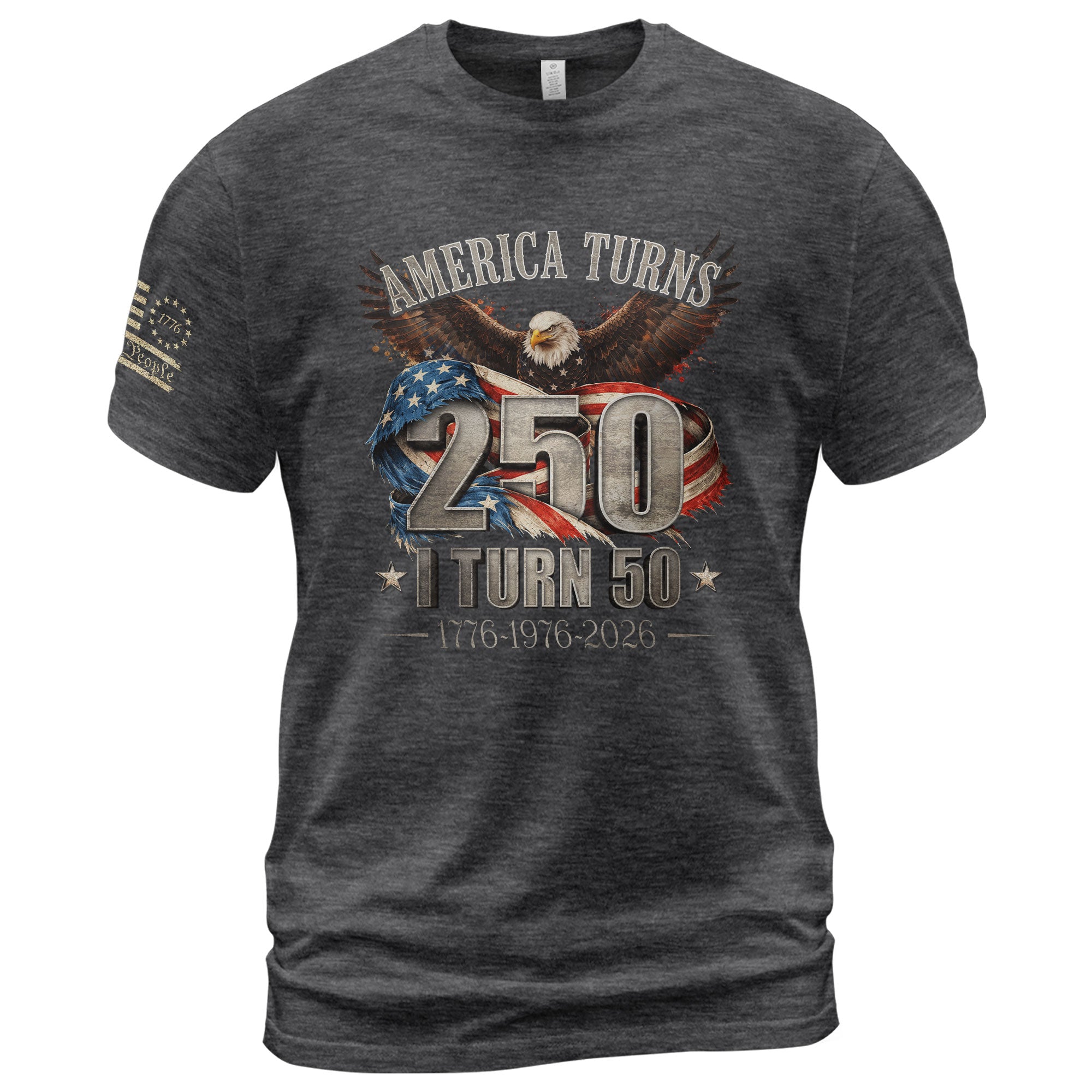America Turns 250 I Turn 50 Shirt 1976 Vintage 50th Birthday Eagle Patriotic Tee Gift