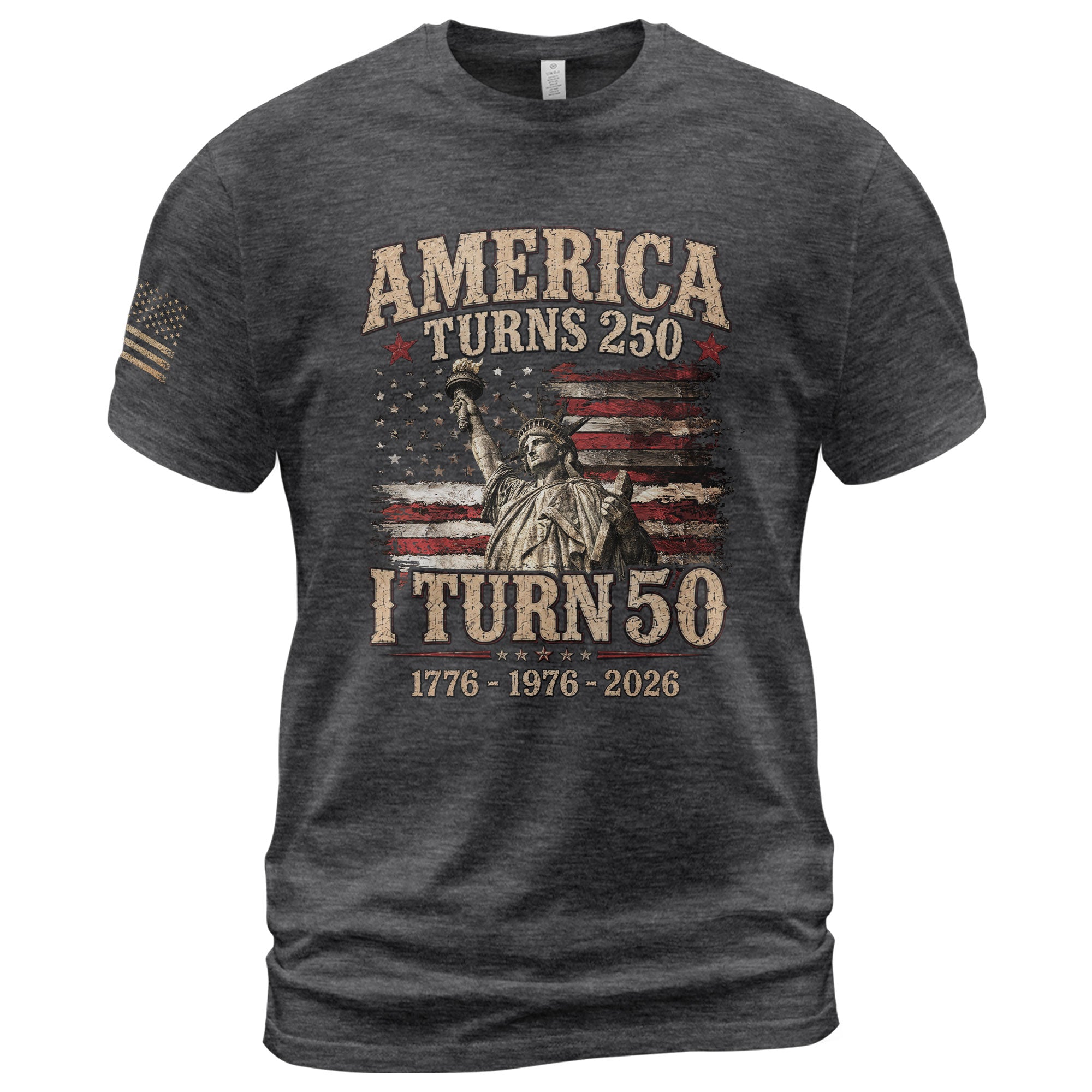 Vintage 50th Birthday Shirt Patriotic American Flag Graphic T-Shirt Gift 1976-2026