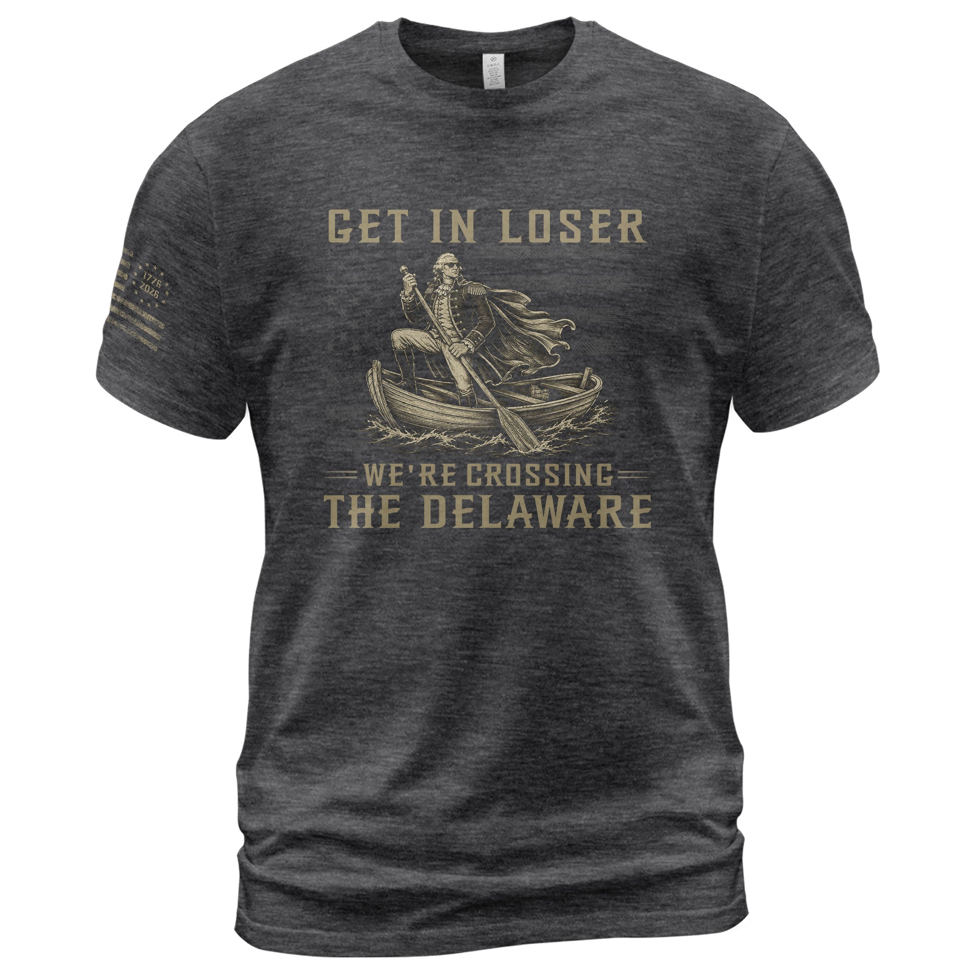 Patriotic Delaware River Crossing Tee - Get In Loser Washington Graphic Men's Shirt