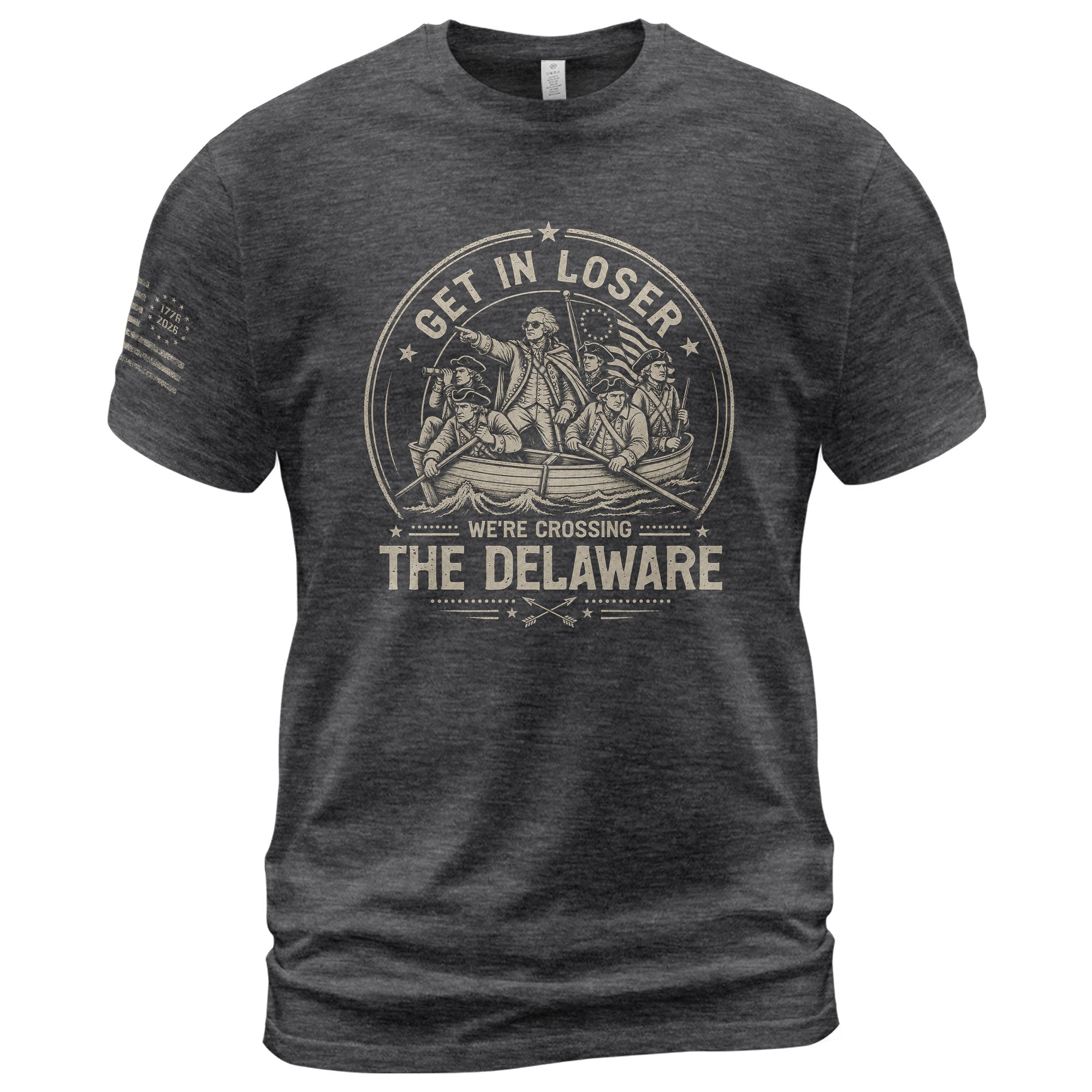 Historic River Crossing Tee - Get In Loser Washington Round Graphic Cotton Shirt