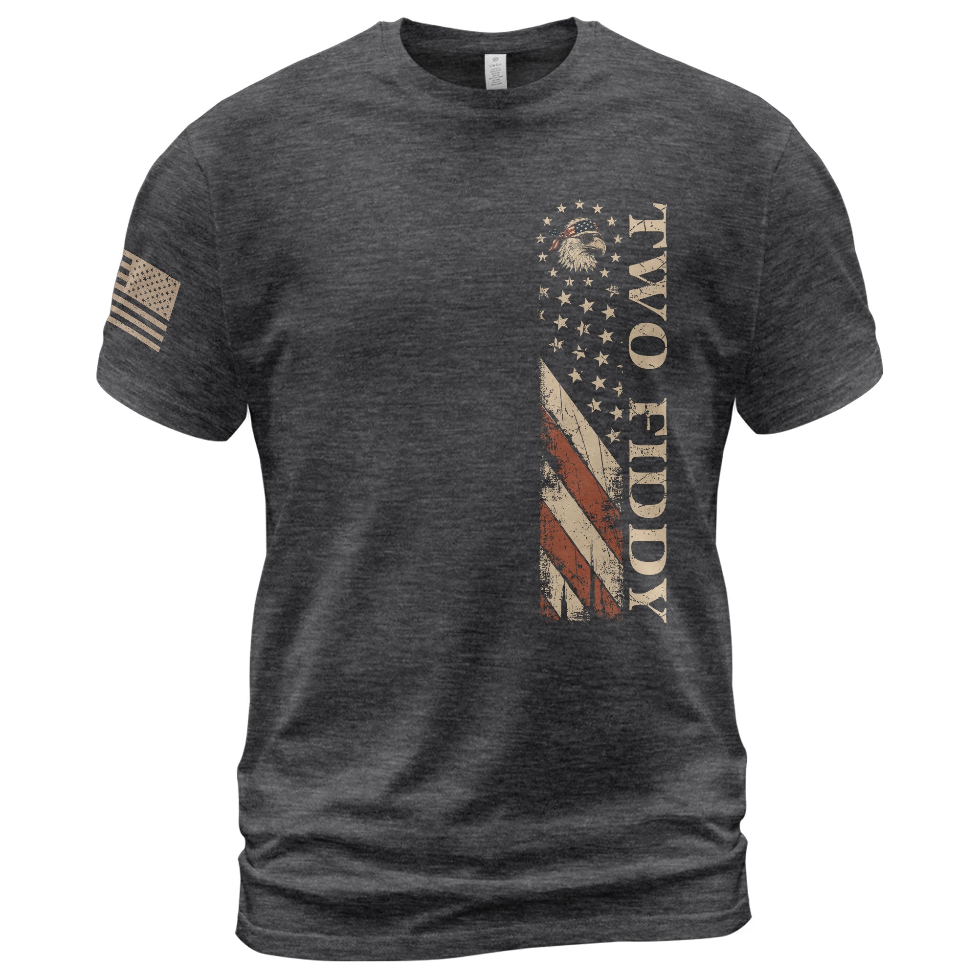 Two Fiddy Vertical Flag Graphic Tee - Minimalist Patriotic 250th Anniversary Cotton Shirt
