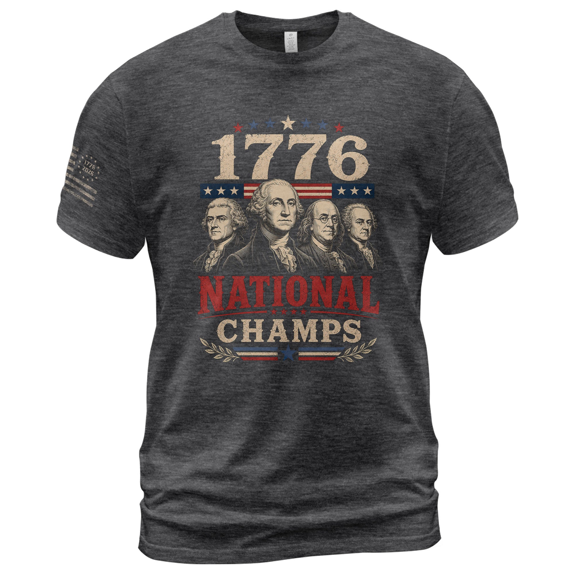 Founding Fathers Graphic Apparel - 1776 National Champs Patriotic Navy T-Shirt