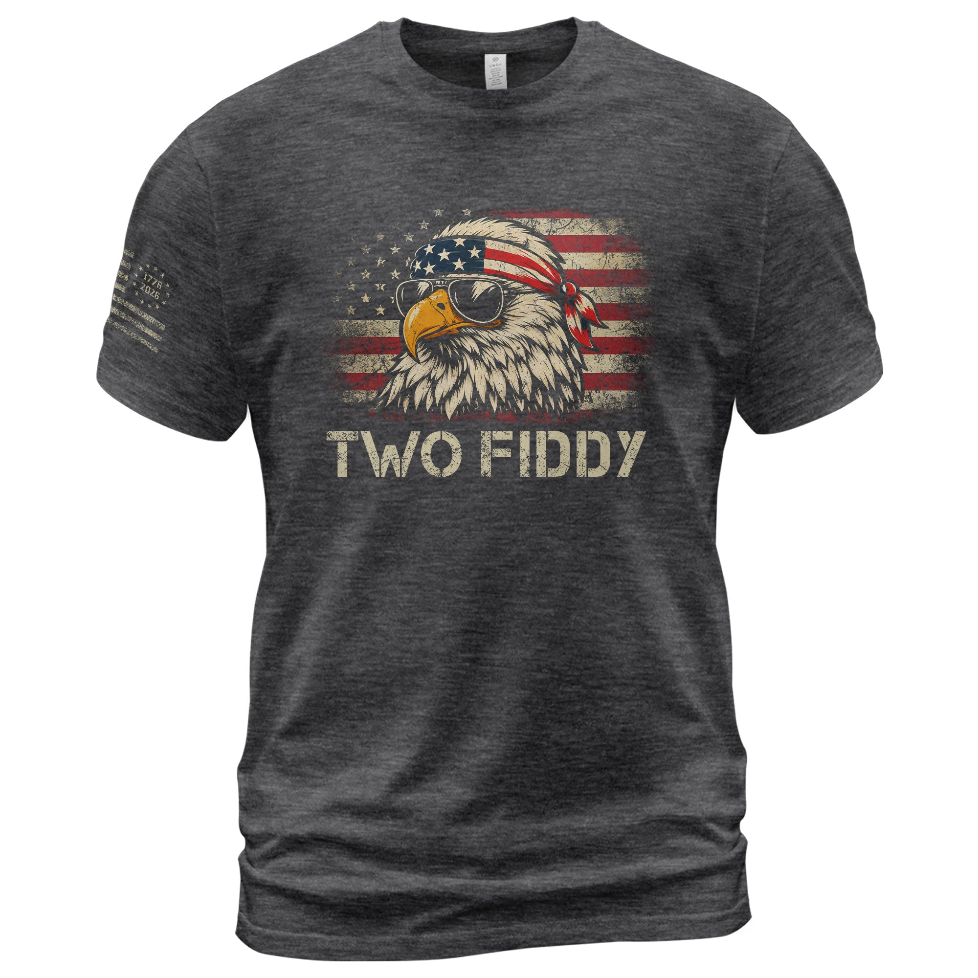 Two Fiddy Eagle Graphic T-Shirt - Vintage American Heritage Patriotic Celebration Tee