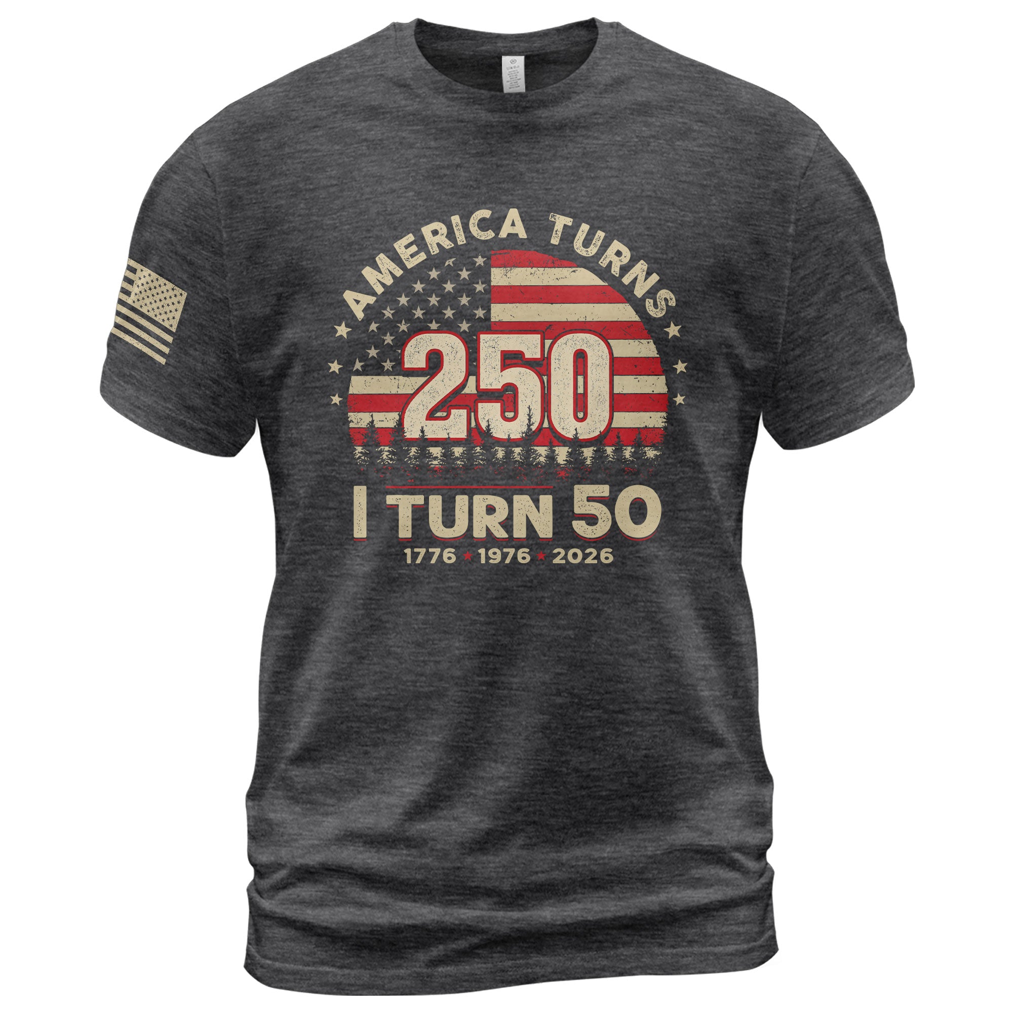 Awesome 1776 2026 Birthday Shirt America Turns 250 And I Turn 50 Patriotic Graphic Tee