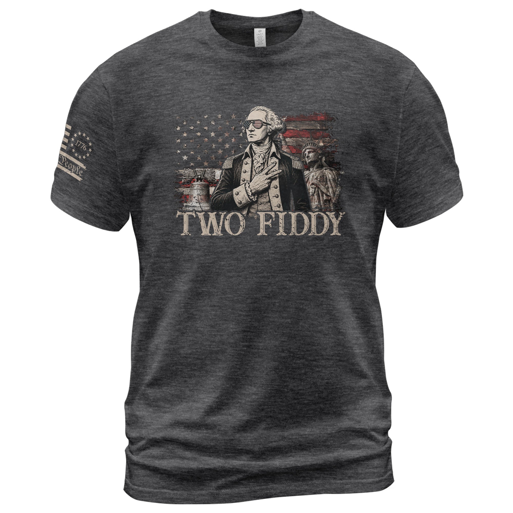 Two Fiddy George Washington Patriotic Graphic Tee American Heritage Style Apparel Shirt