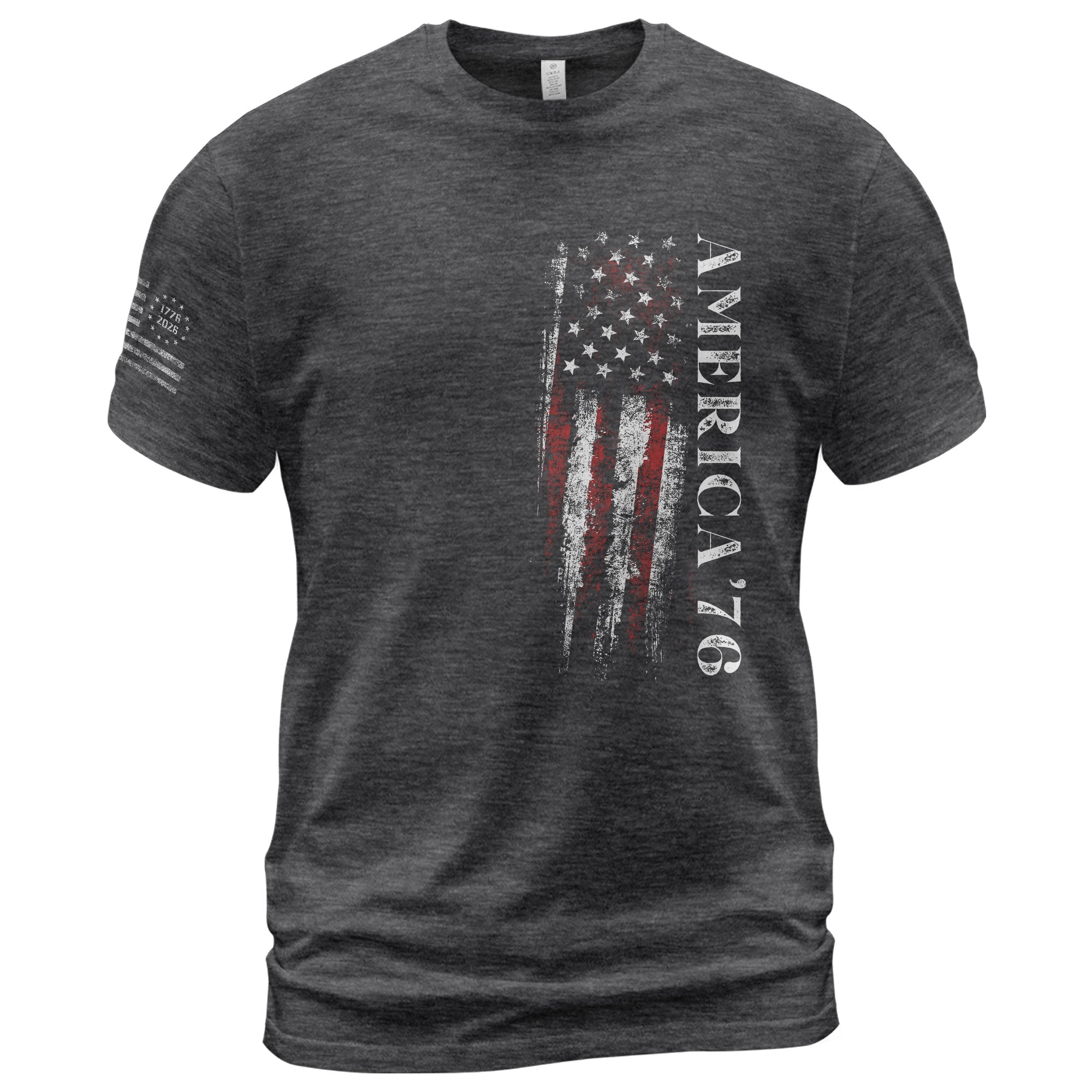 America '76 Graphic T Shirt Patriotic Vertical Flag Design Casual Mens Statement Shirt