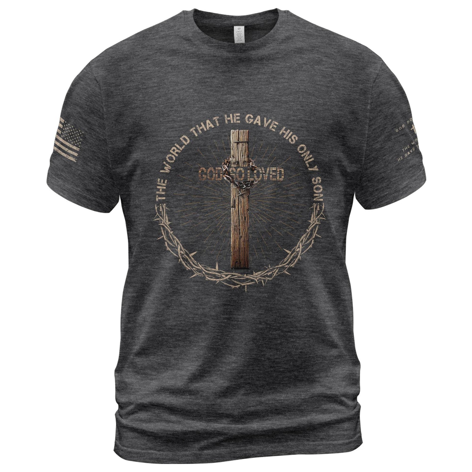 God So Loved T-Shirt – John 3:16 Cross Edition - Rust Field Wear