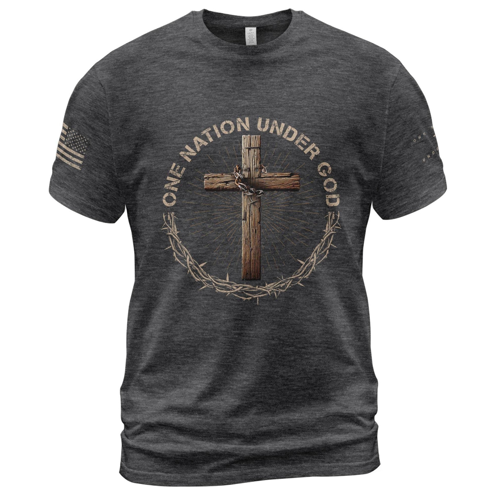 One Nation Under God T-Shirt – Crown & Cross Edition - Rust Field Wear