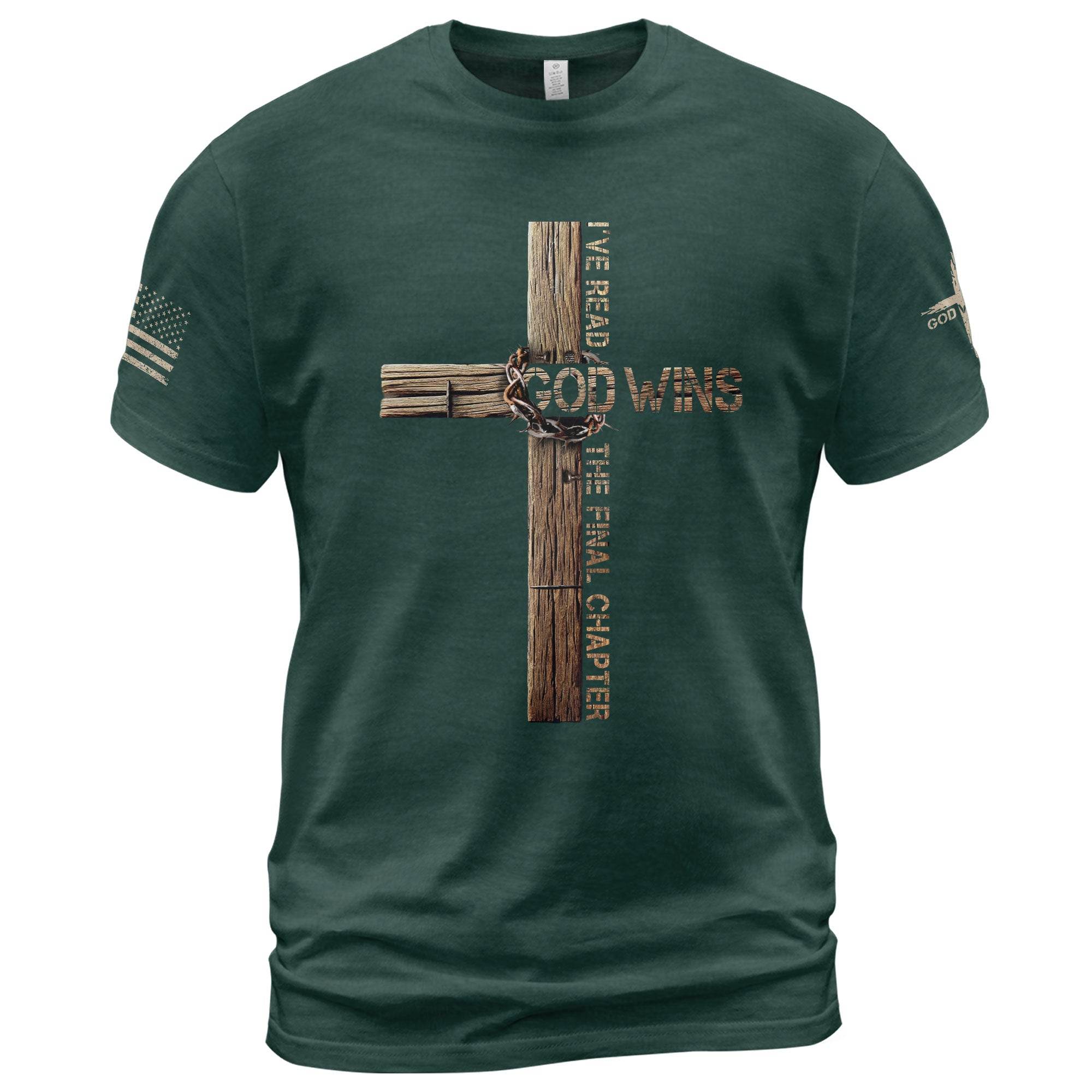 Victory in Christ T-Shirt – God Wins Cross Design - Rust Field Wear