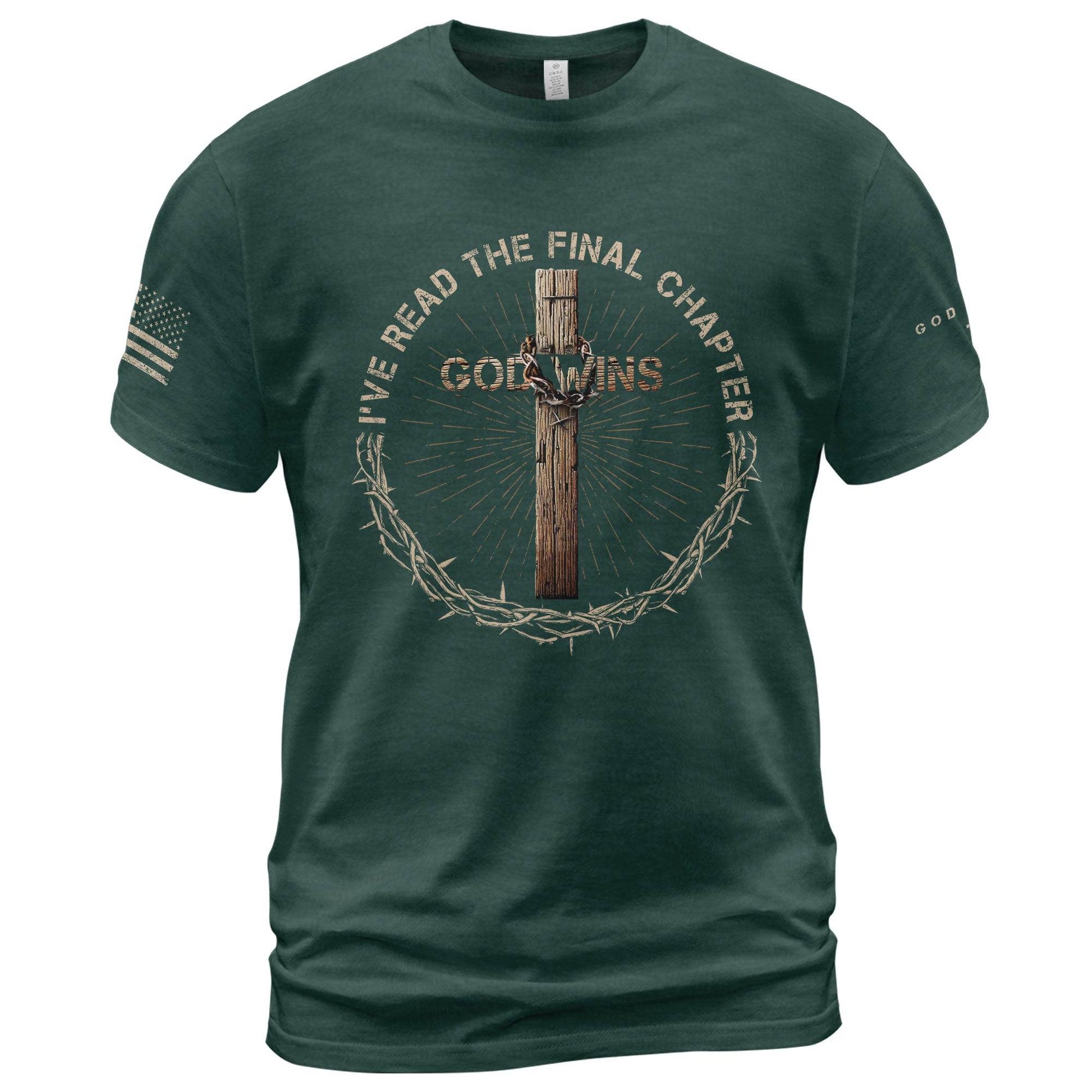 God Wins Cross & Crown Of Thorns Christian T-shirt - Rust Field Wear