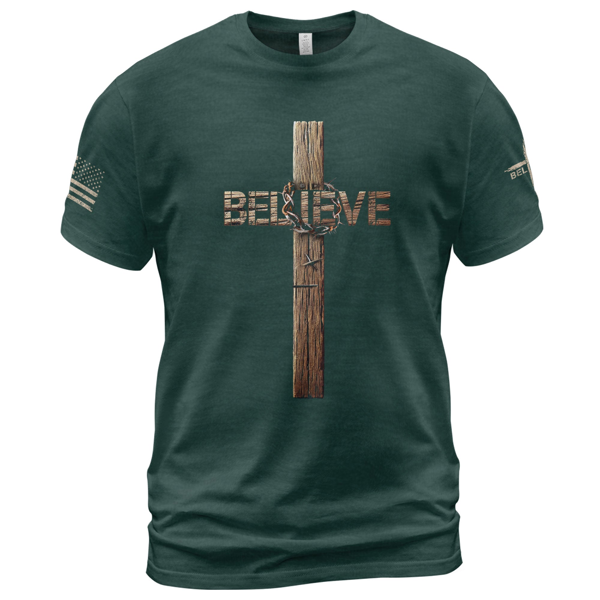Believe Cross Crown Of Thorns Christian T-shirt