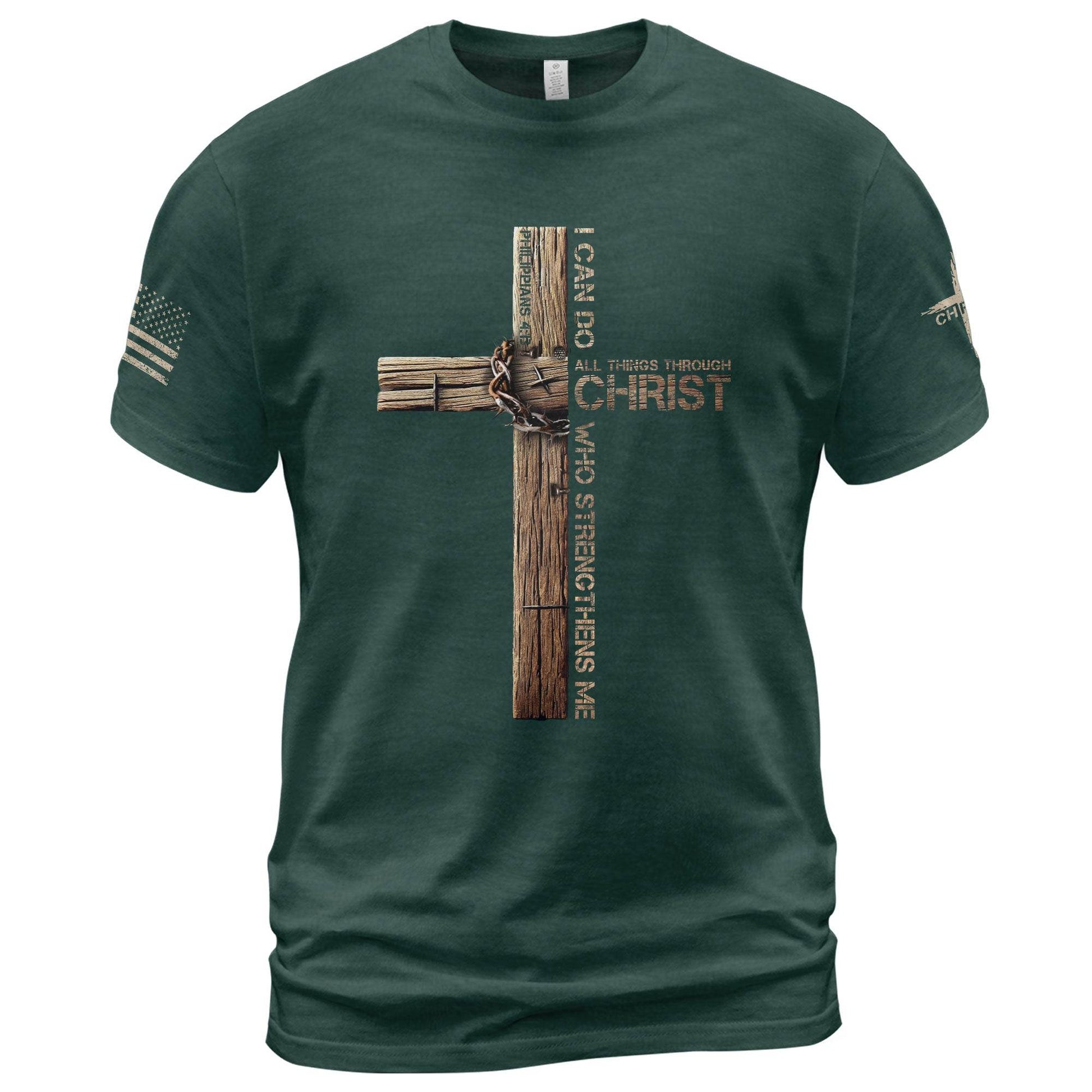 Through Christ I Am Strong T-Shirt - Rust Field Wear