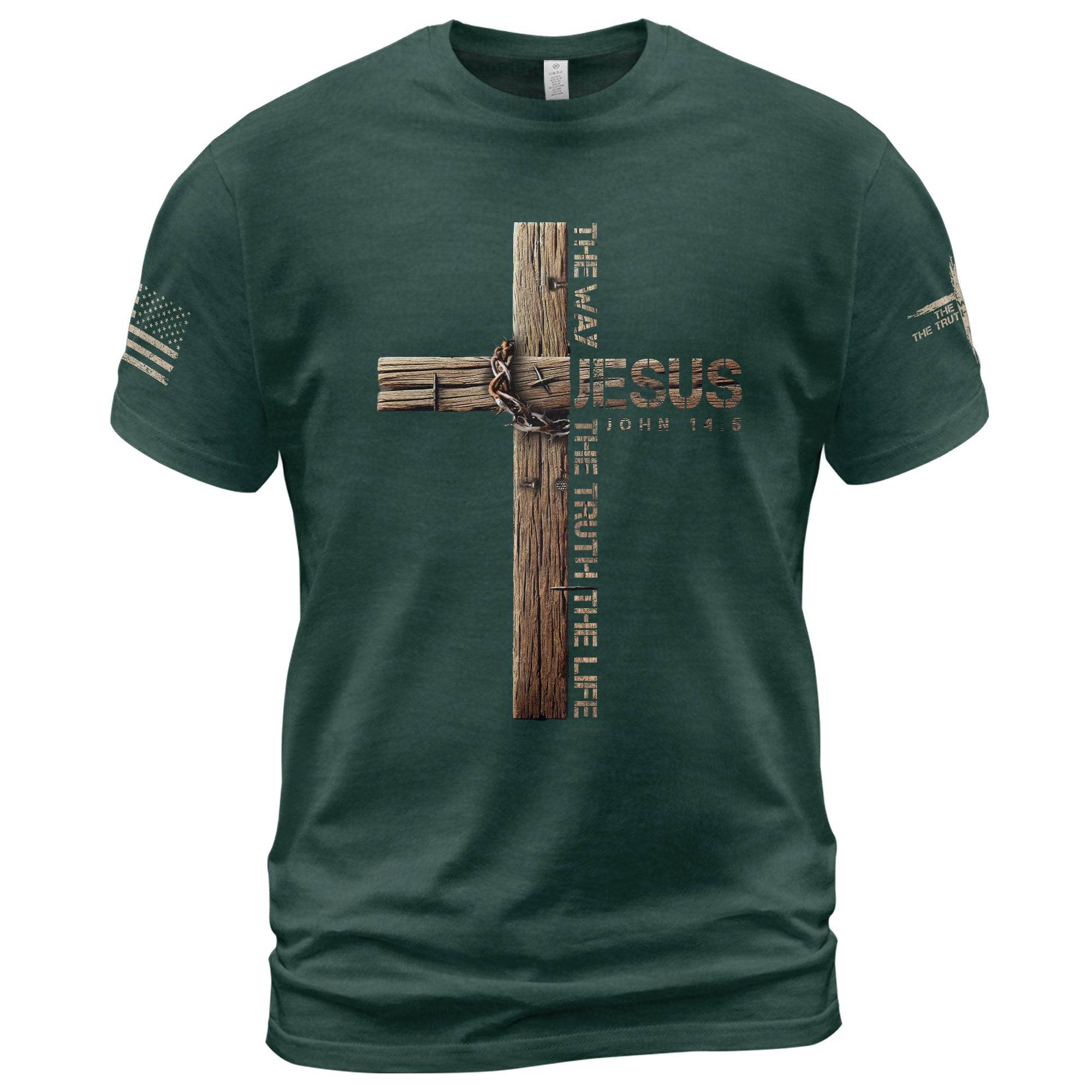 Jesus Is the Way T-Shirt – John 14:6 Cross Design - Rust Field Wear