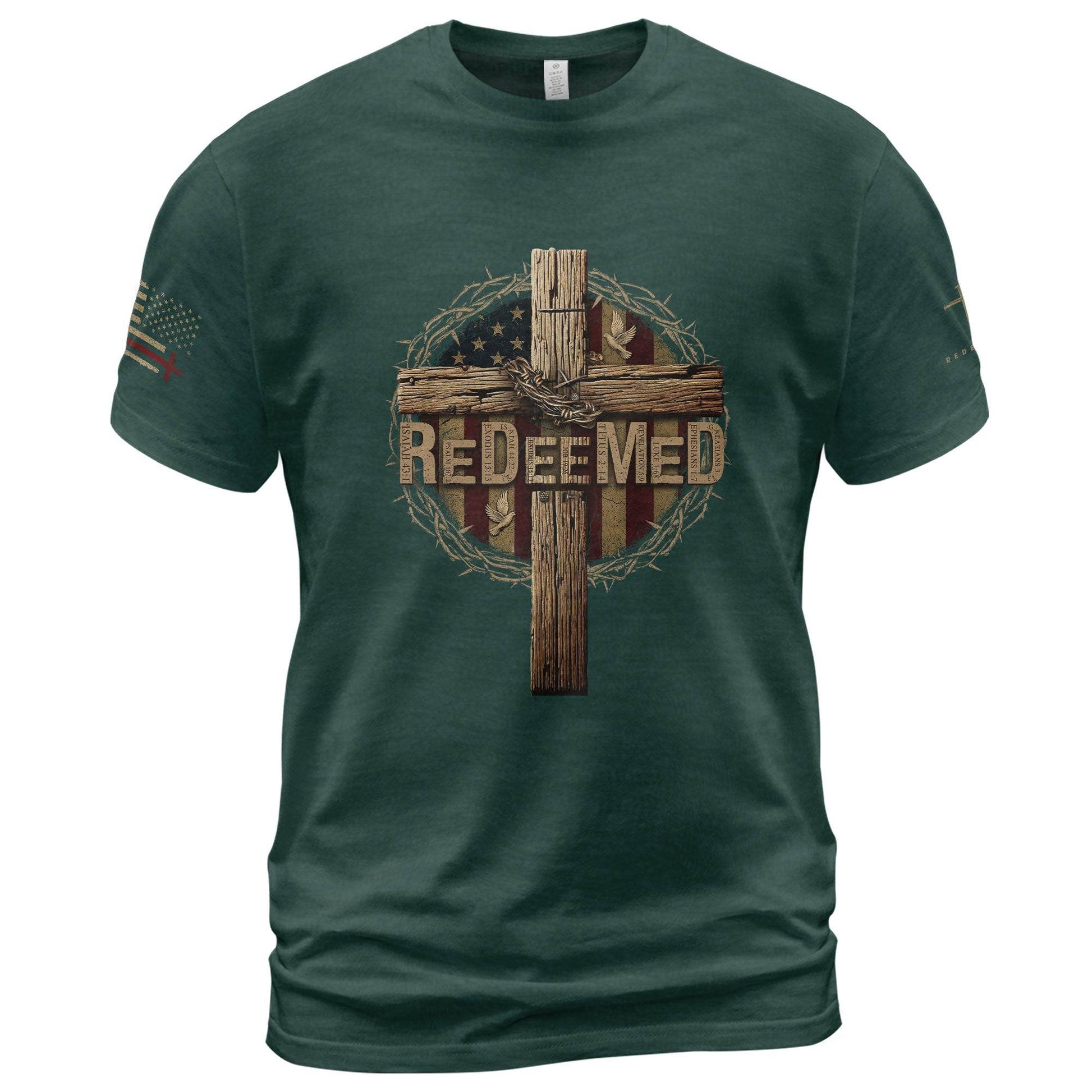 Redeemed to Rise – Cross of Victory Tee - Rust Field Wear