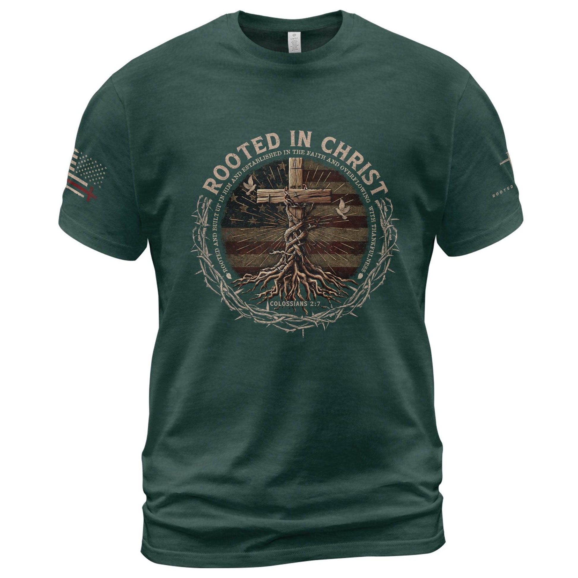 Rooted in Christ – Colossians 2:7 Tee - Rust Field Wear