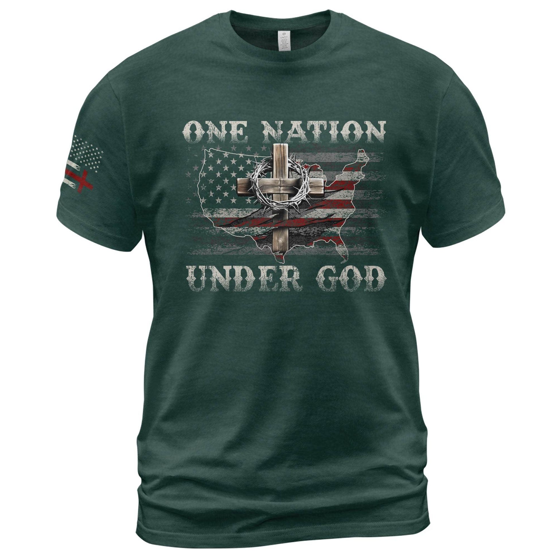 One Nation Under God Christian American Flag T-Shirt - Rust Field Wear