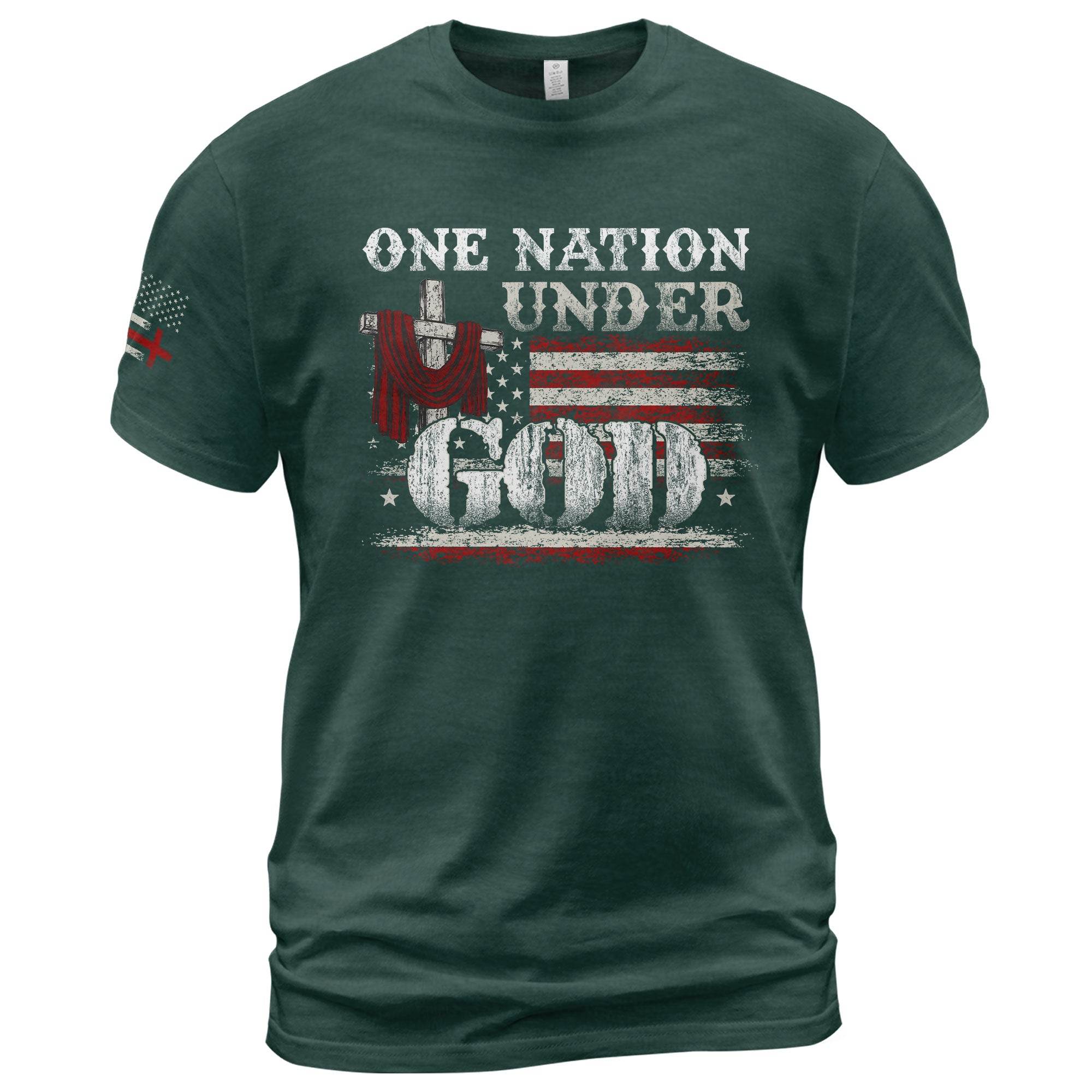 One Nation Under God T-Shirt – Cross & American Flag - Rust Field Wear