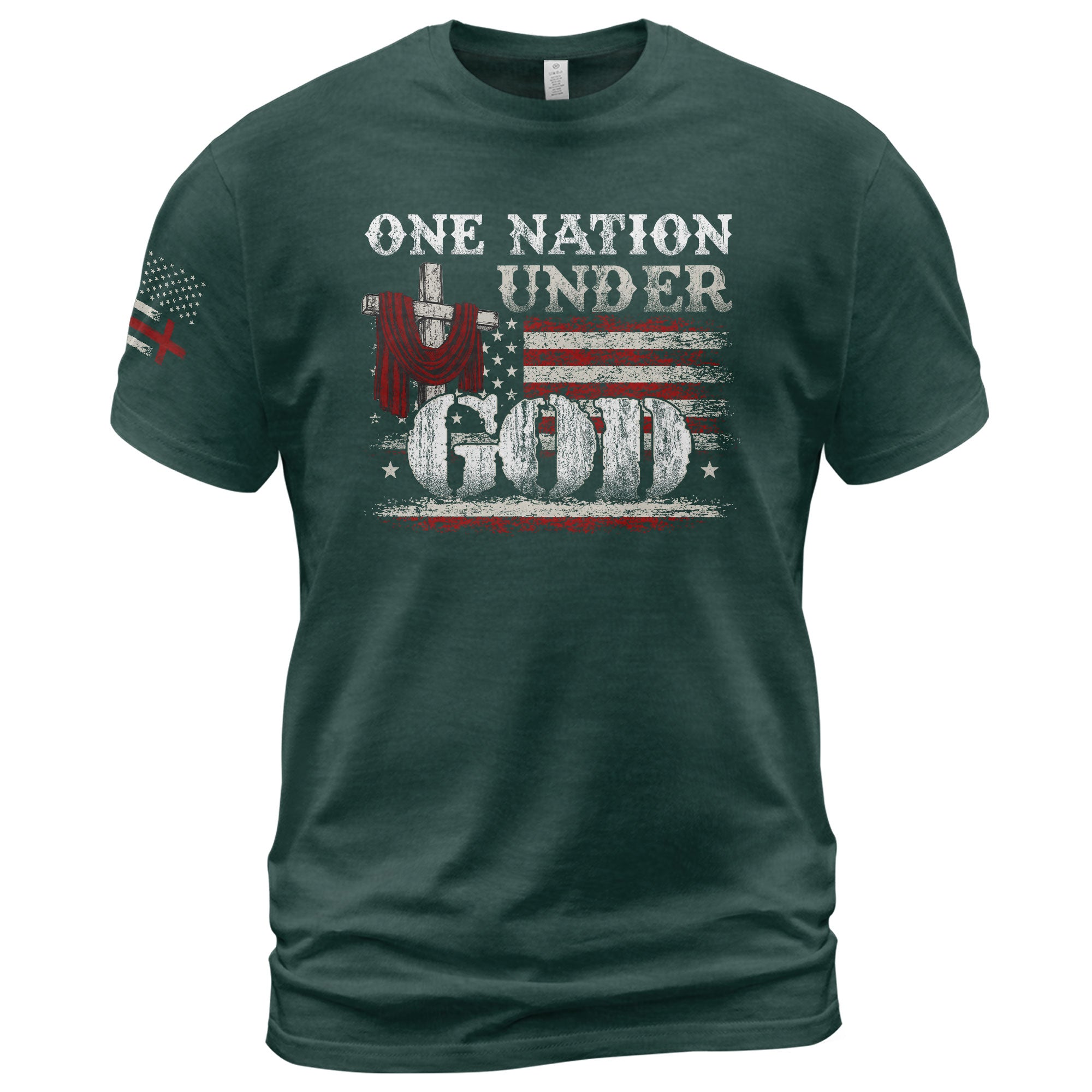 One Nation Under God T-Shirt – Cross & American Flag