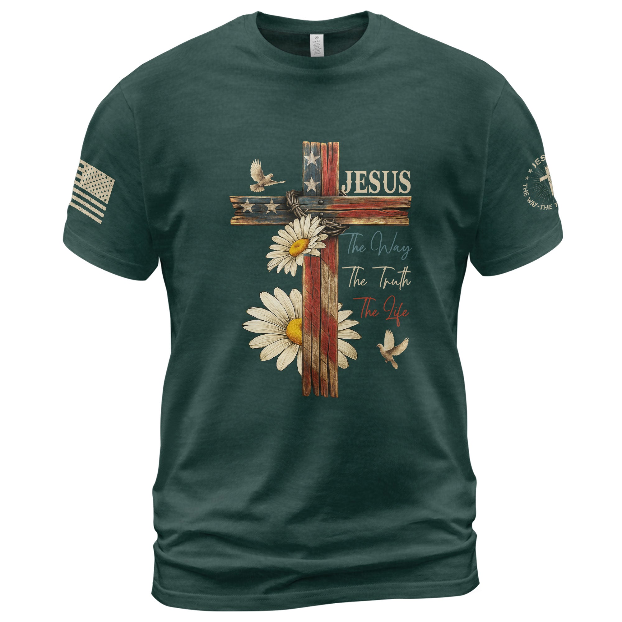 Faith Over Fear Shirt – Psalm 118:6 Cross & Flag Christian Vintage Tee