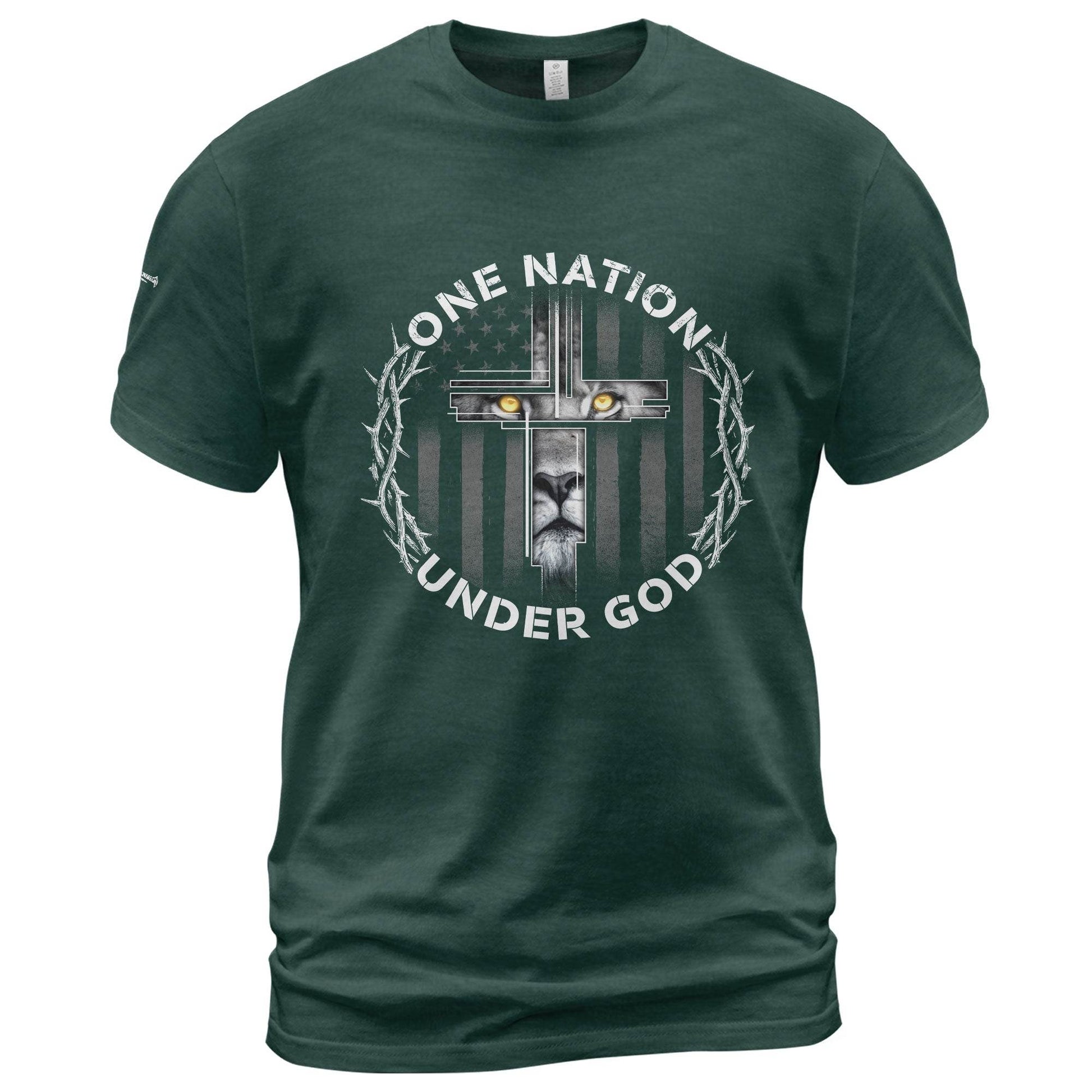 One Nation Under God Lion Cross T-Shirt - Rust Field Wear
