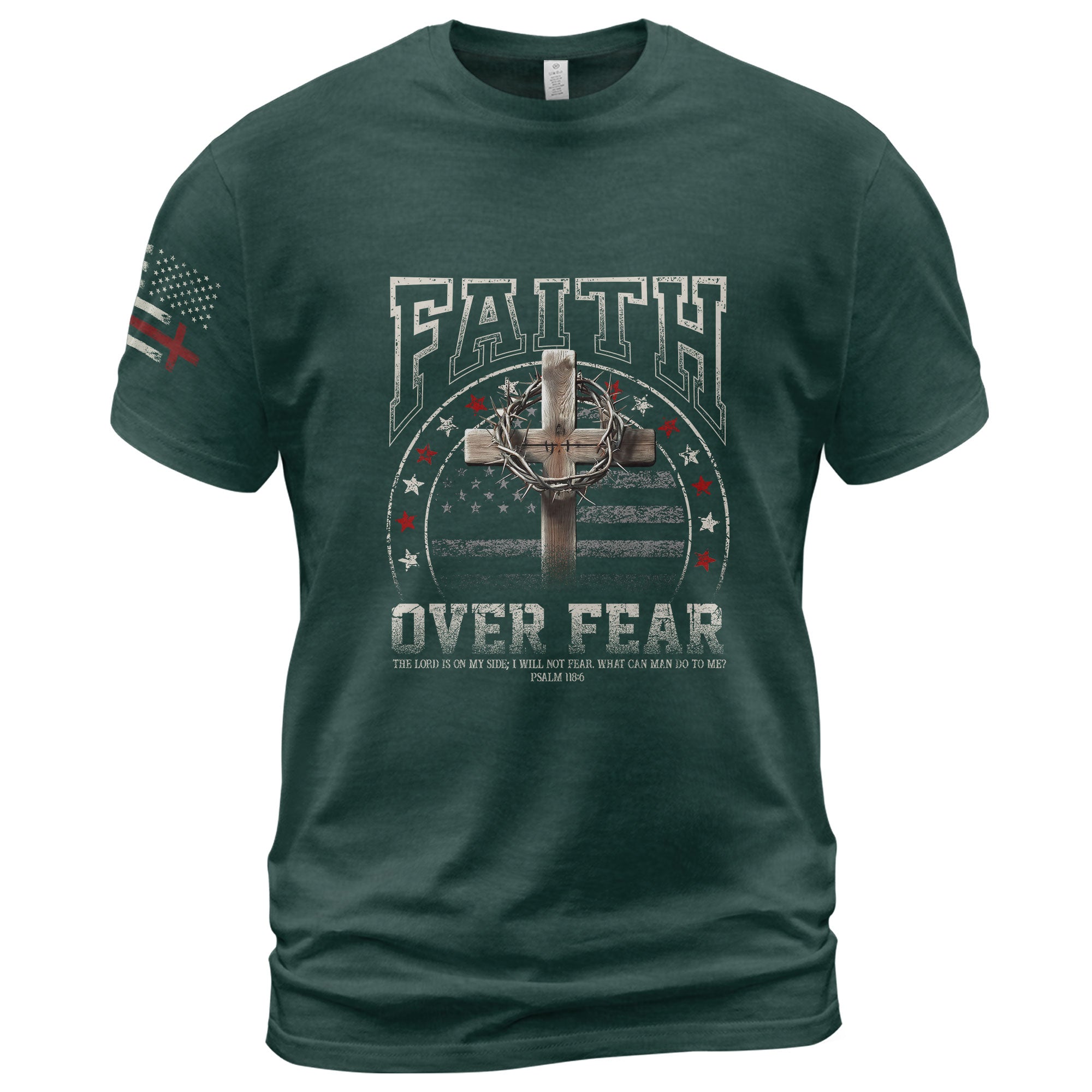 Faith Over Fear Cross American Flag T-Shirt