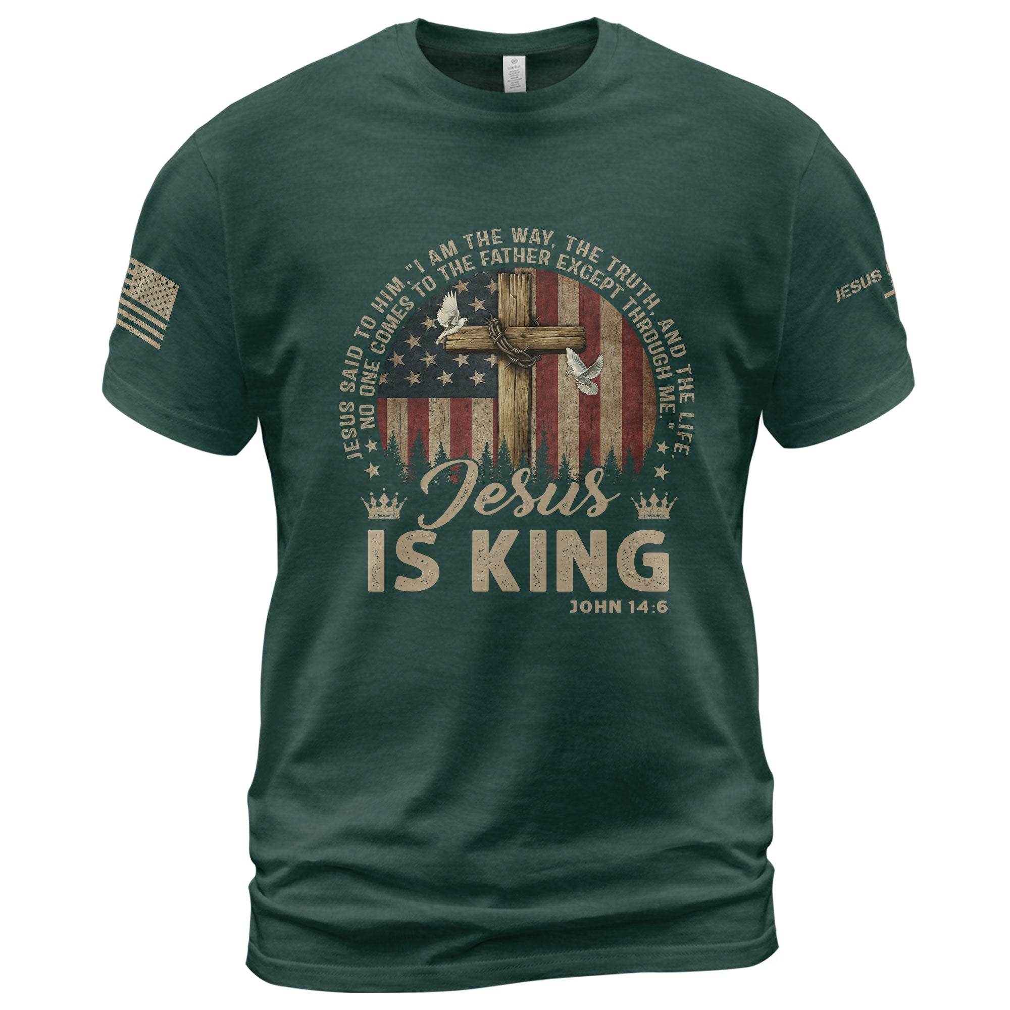 Jesus Is King | Cross, American Flag & Christian Faith Tee - Rust Field Wear