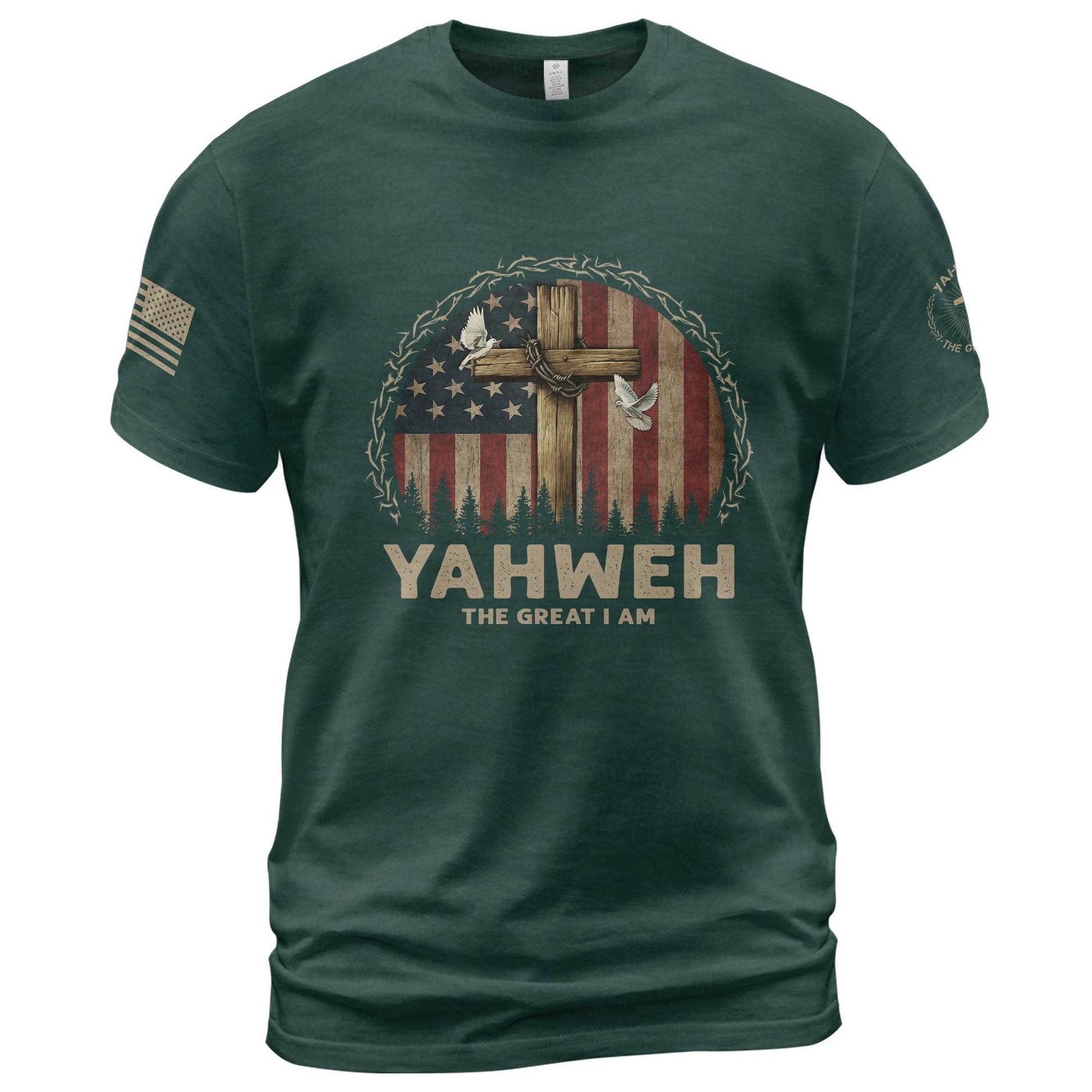 Yahweh The Great I Am T-Shirt – Faith, Flag & Cross - Rust Field Wear