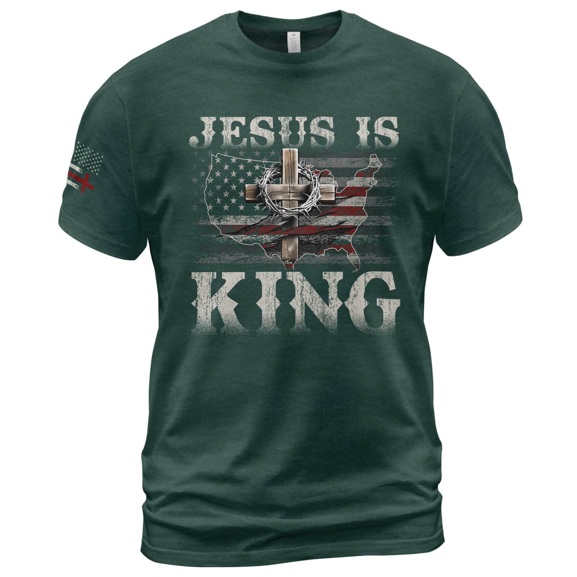 Jesus Is King T-Shirt – Bold Christian USA Cross Tee - Rust Field Wear