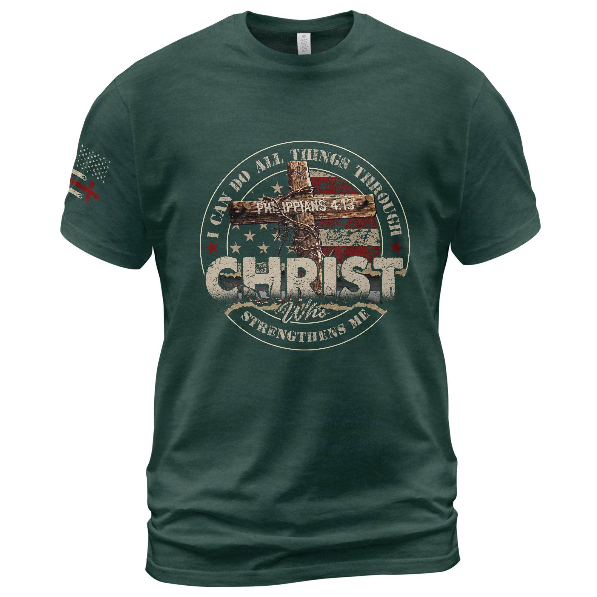 Christ T-Shirt – I Can Do All Things Through Him (Philippians 4:13) - Rust Field Wear
