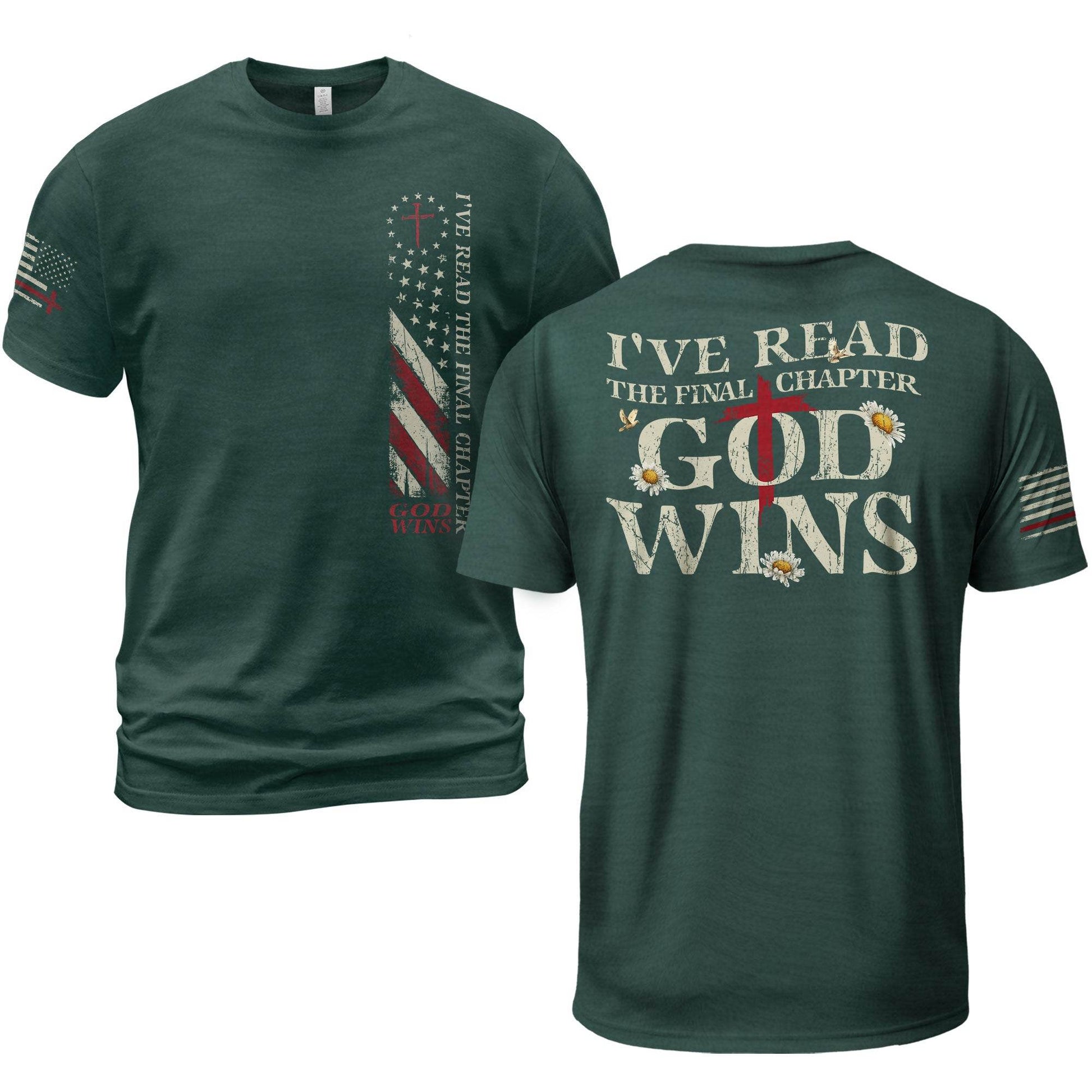 God Wins Final Chapter Back Print Christian T-Shirt - Rust Field Wear