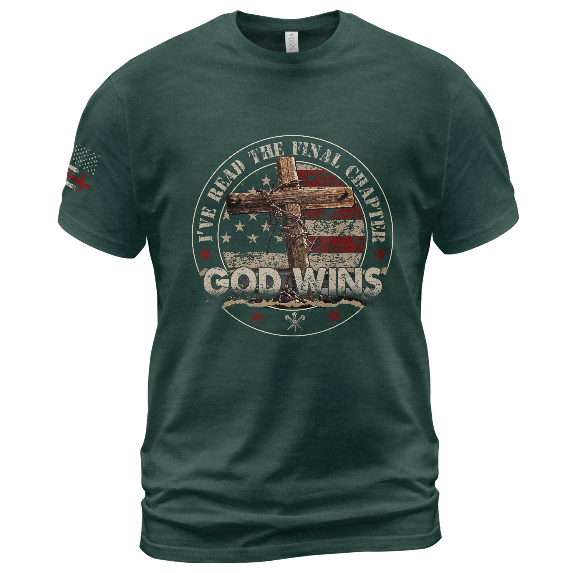 God Wins Final Chapter Circle American Flag T-Shirt - Rust Field Wear