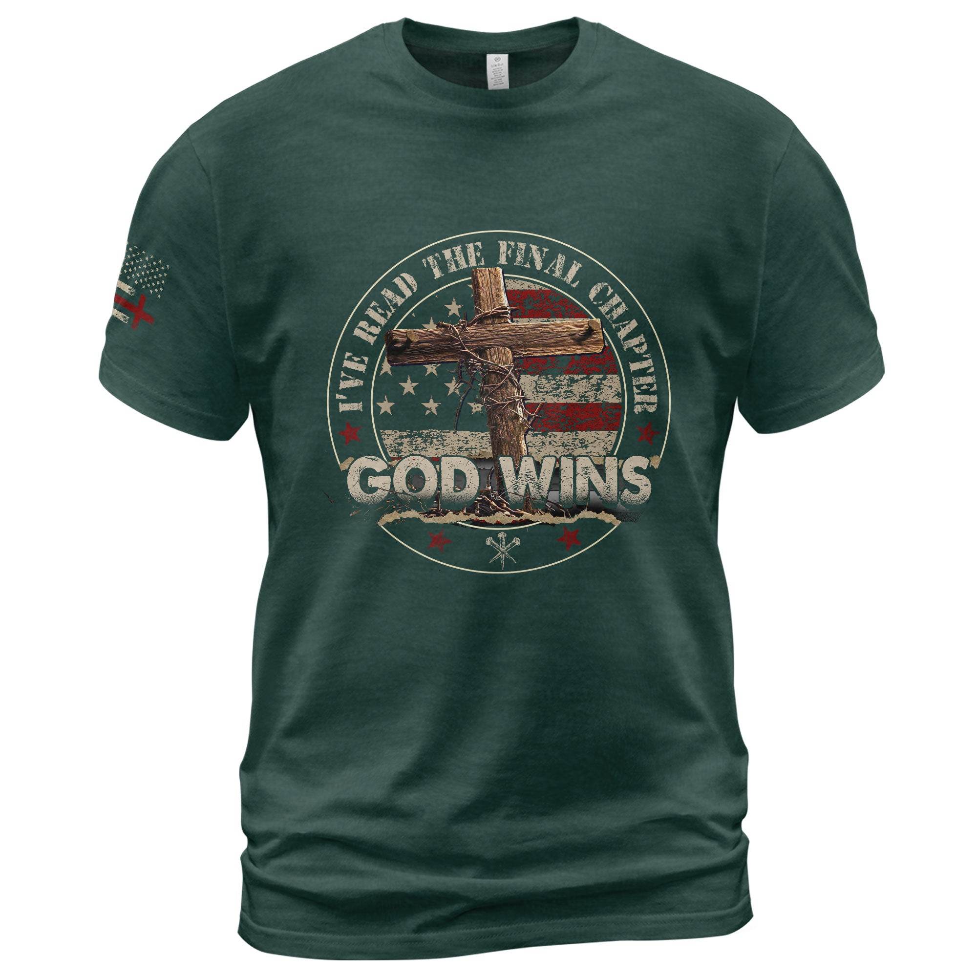 God Wins Final Chapter Circle American Flag T-Shirt - Rust Field Wear