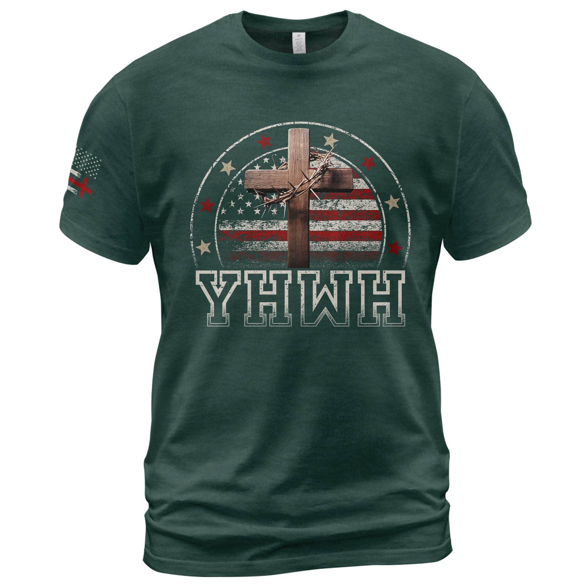 Redeemed Christian T-Shirt – Cross, Flag & Dove Design - Rust Field Wear
