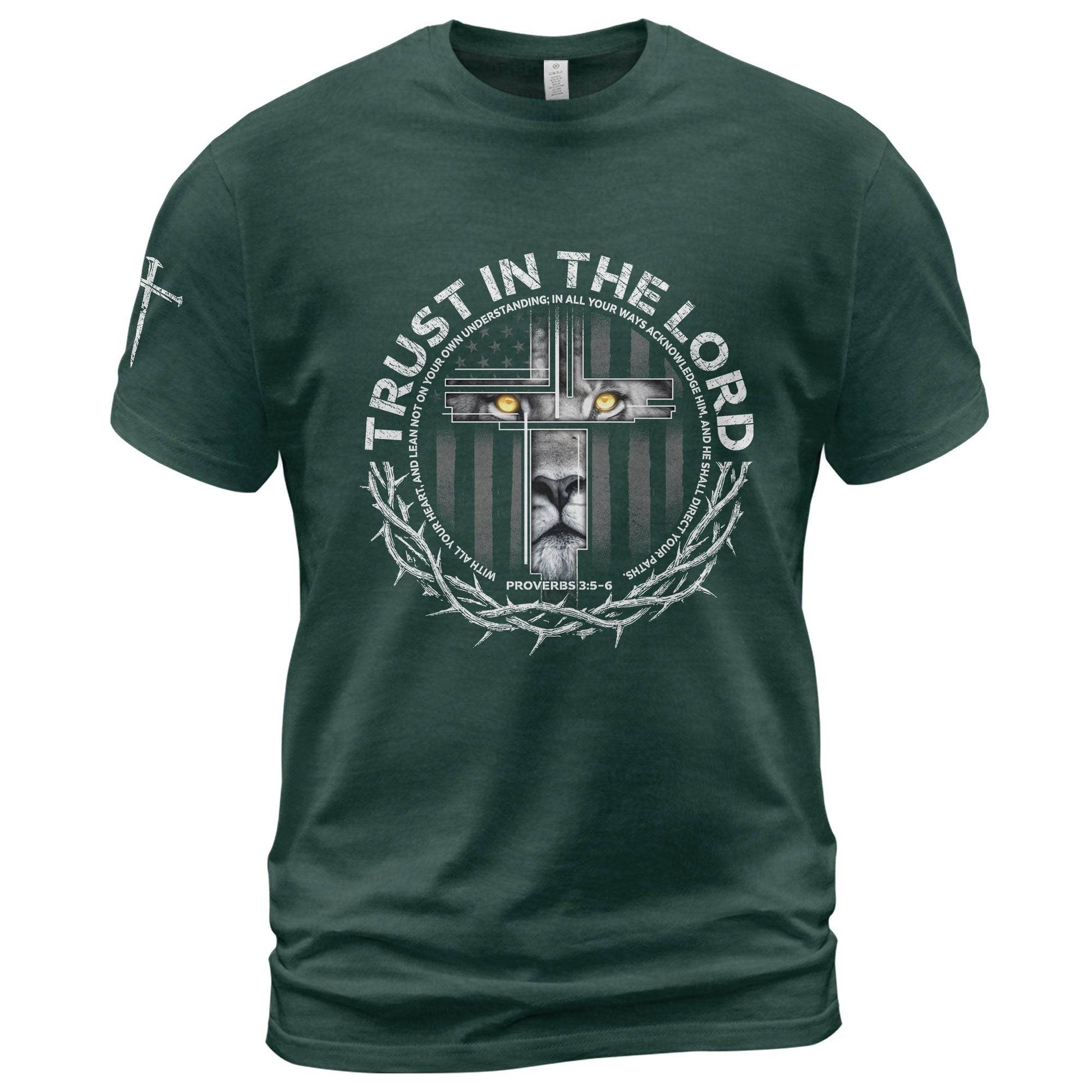 Trust In The Lord Proverbs 3:5 Lion Cross T-Shirt - Rust Field Wear