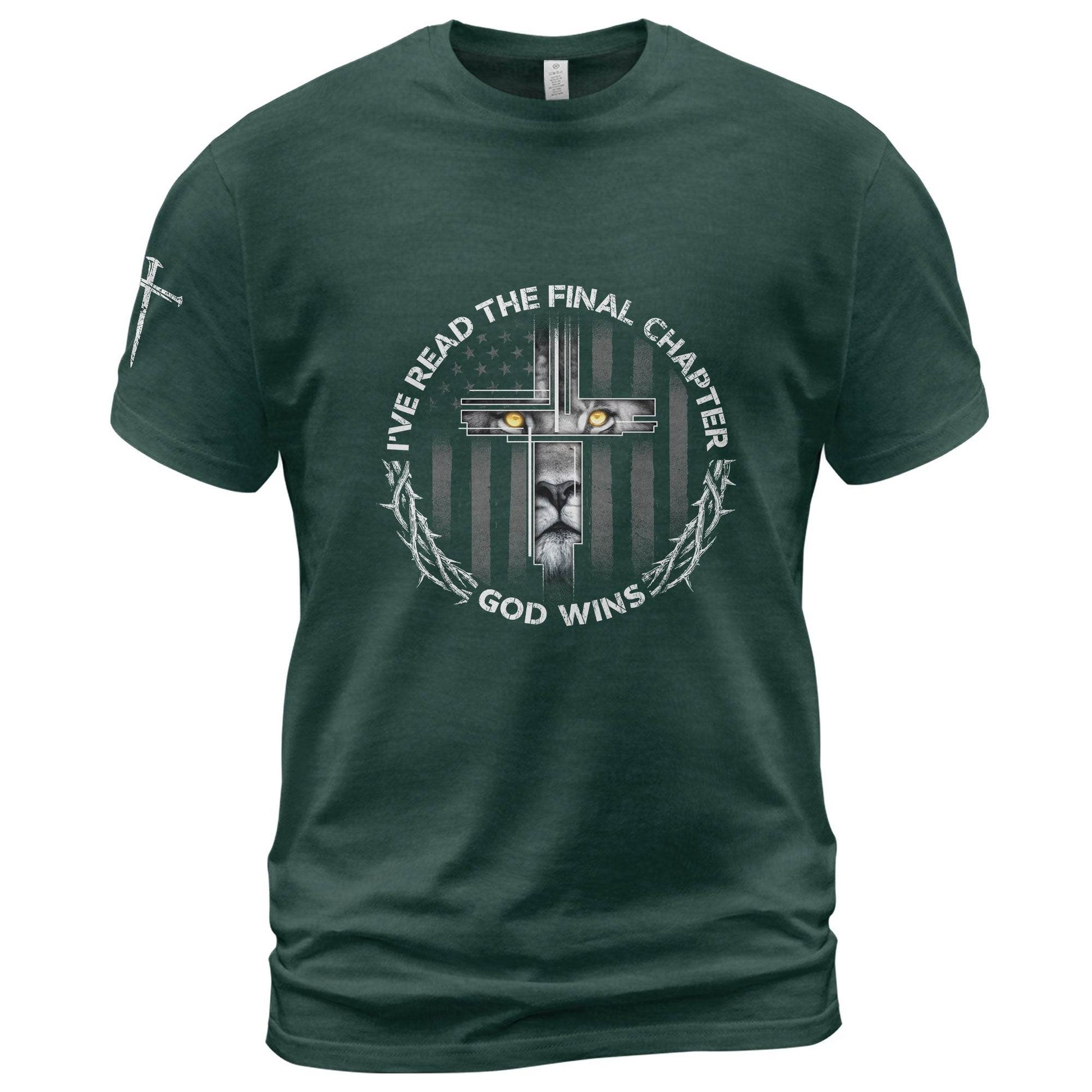 God Wins Lion Cross Final Chapter Christian T-Shirt - Rust Field Wear