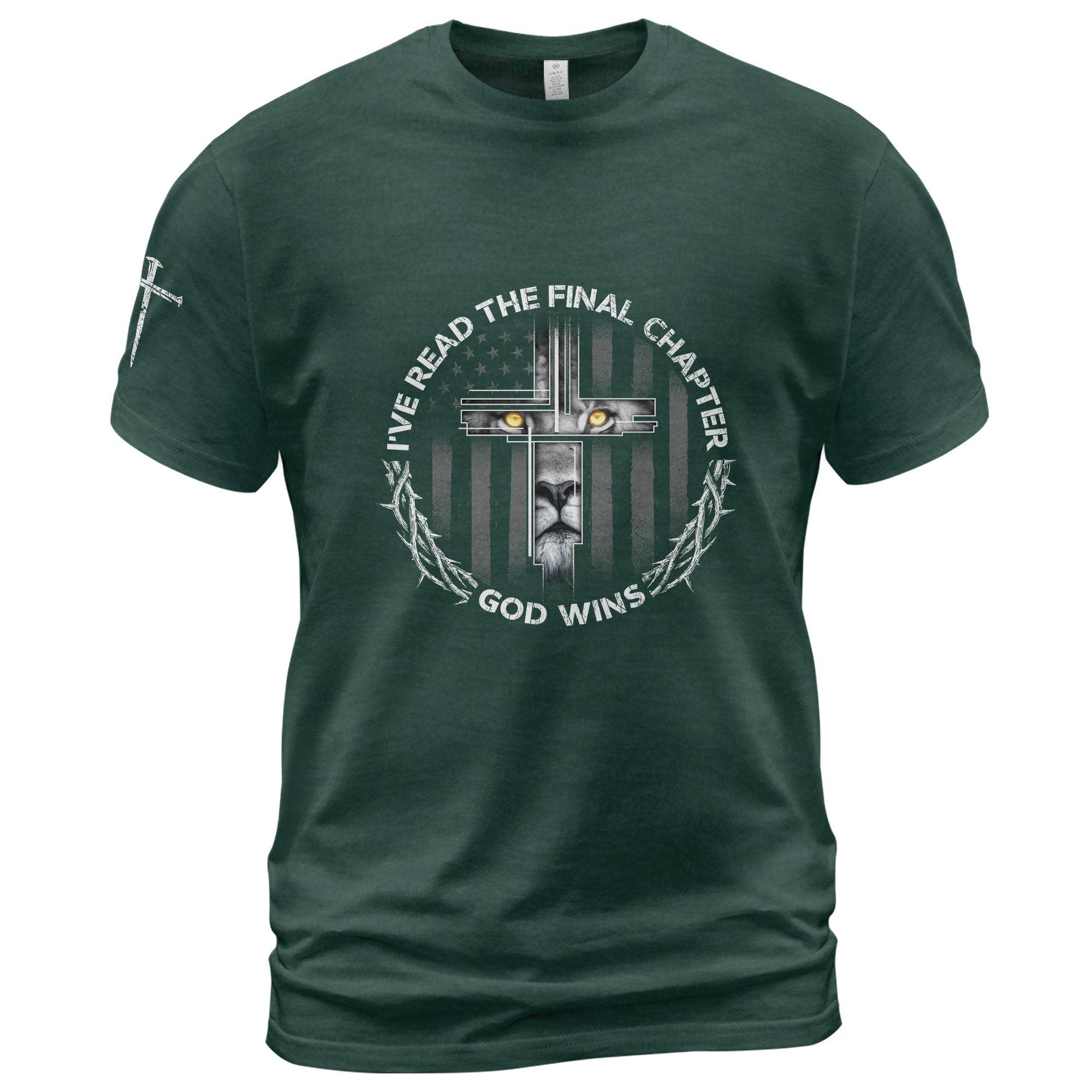 God Wins Lion Cross Final Chapter Christian T-Shirt - Rust Field Wear