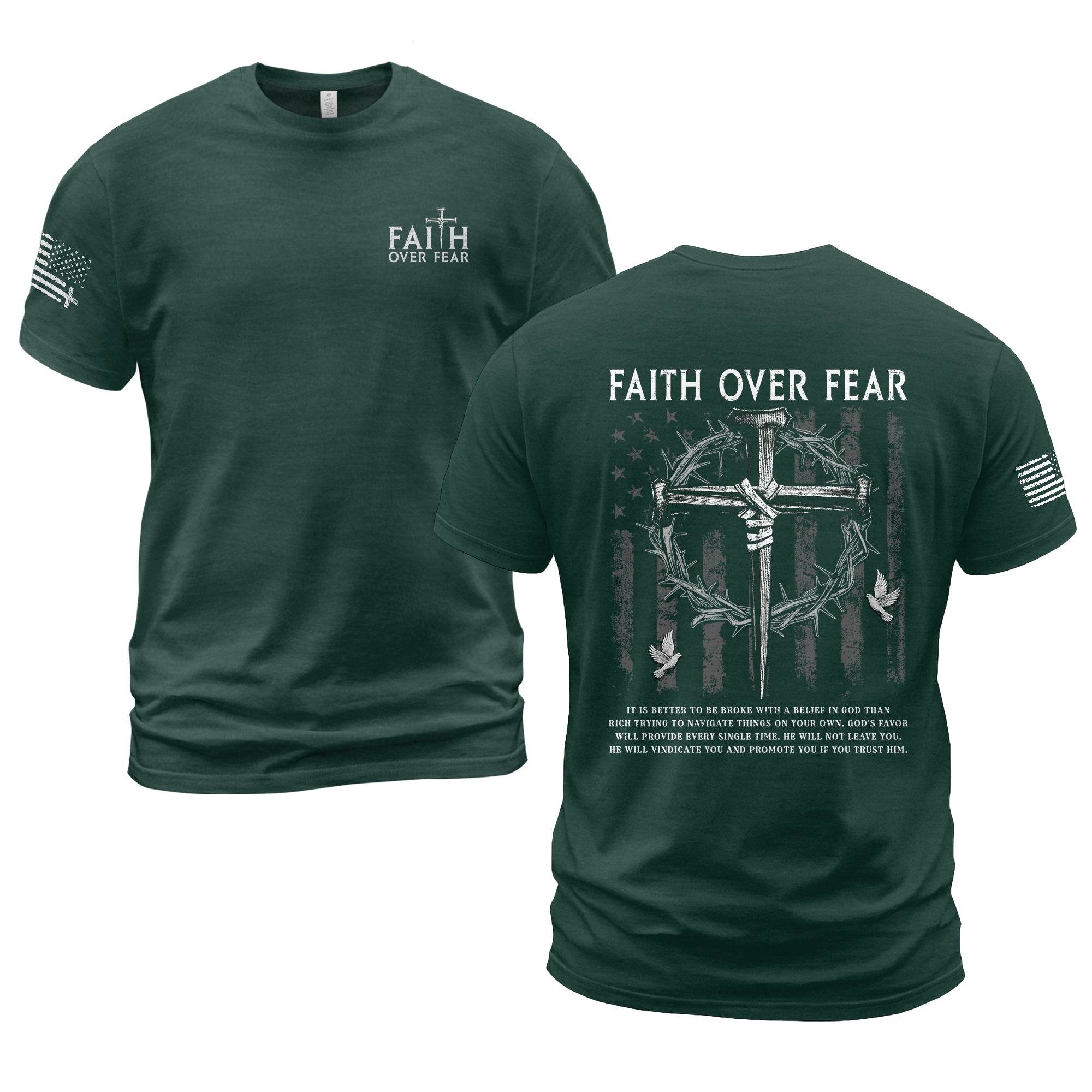Faith Over Fear Cross Crown of Thorns Christian T-Shirt - Rust Field Wear