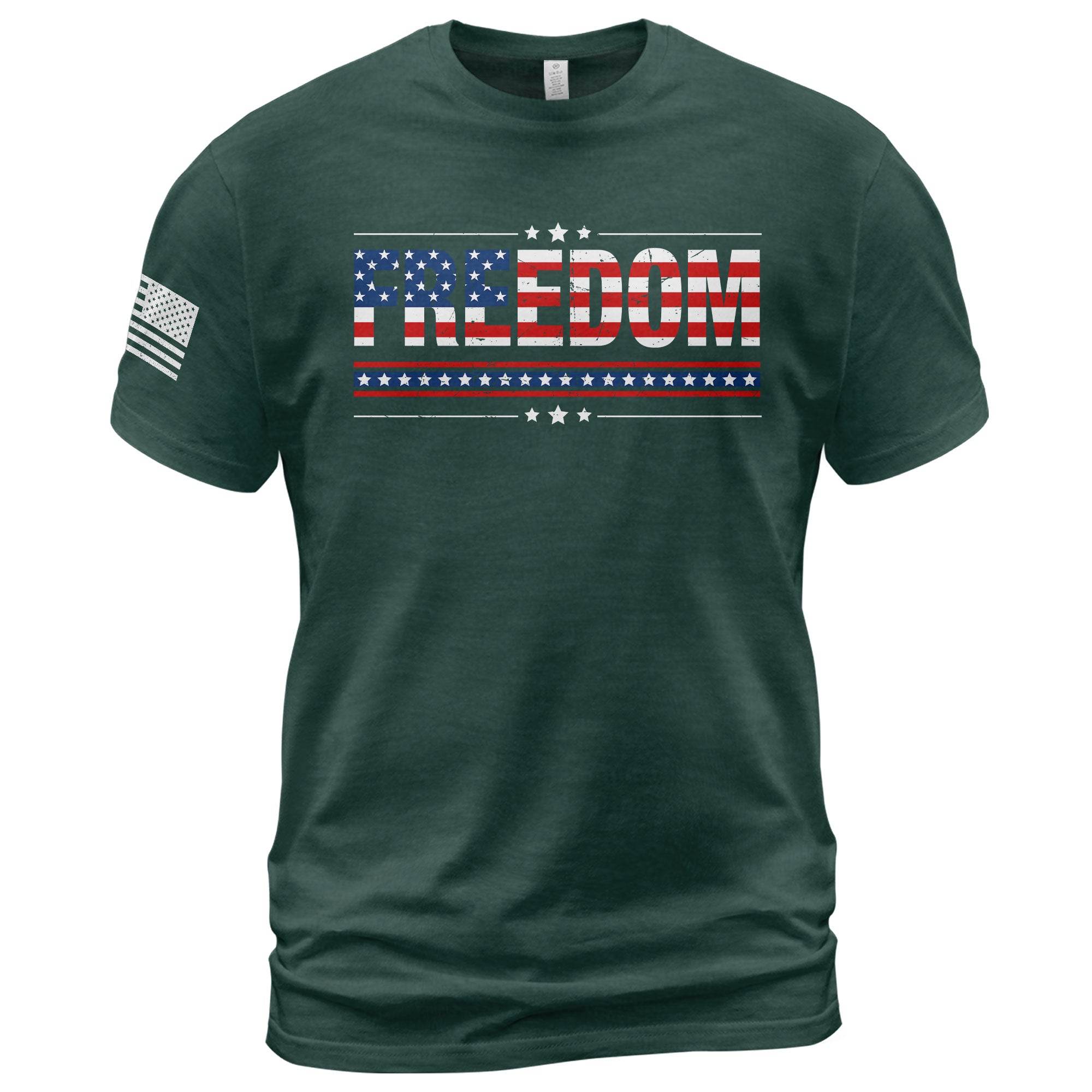 Freedom American Flag Stars & Stripes Patriotic T-Shirt - Rust Field Wear