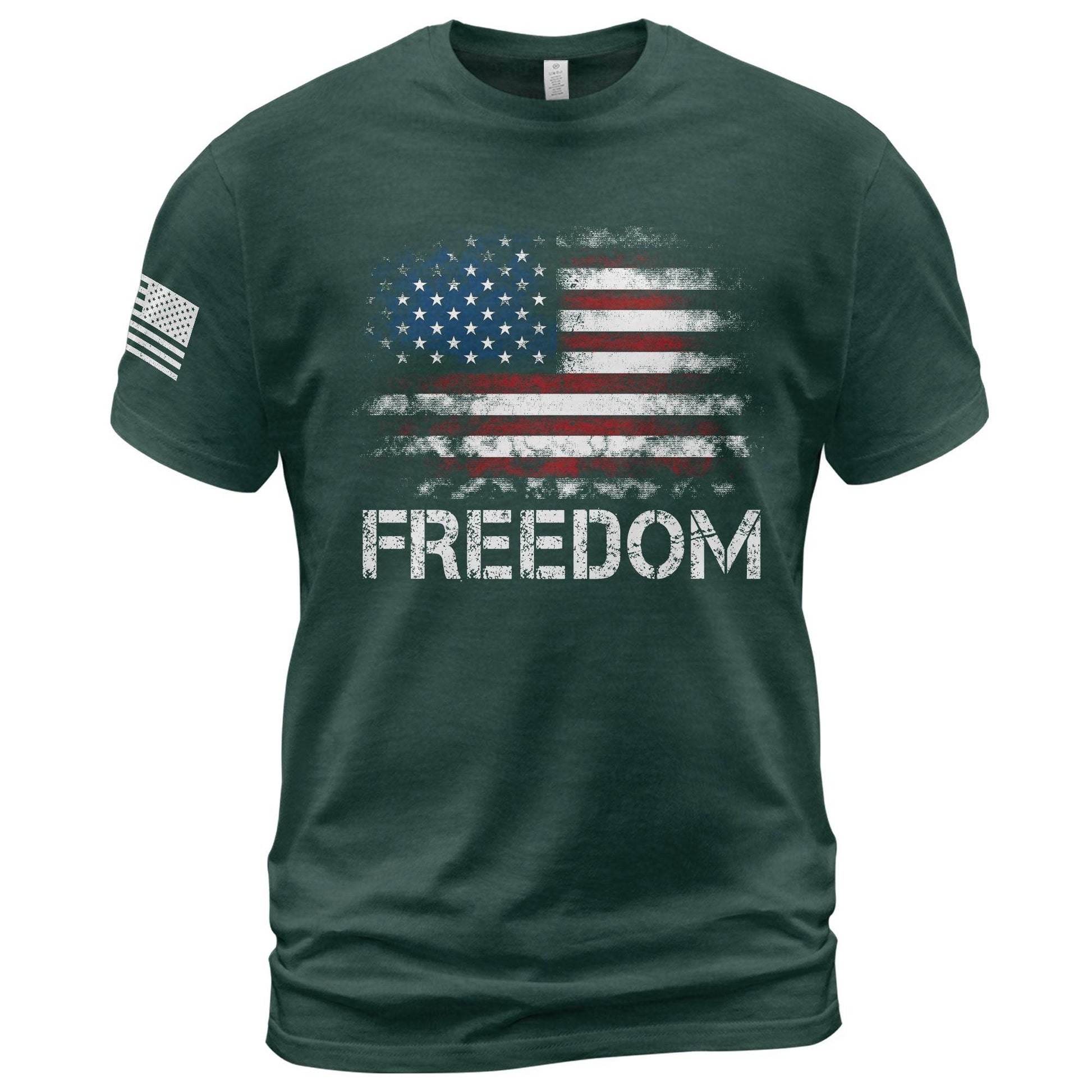 Freedom Distressed American Flag Bold Patriotic T-Shirt - Rust Field Wear