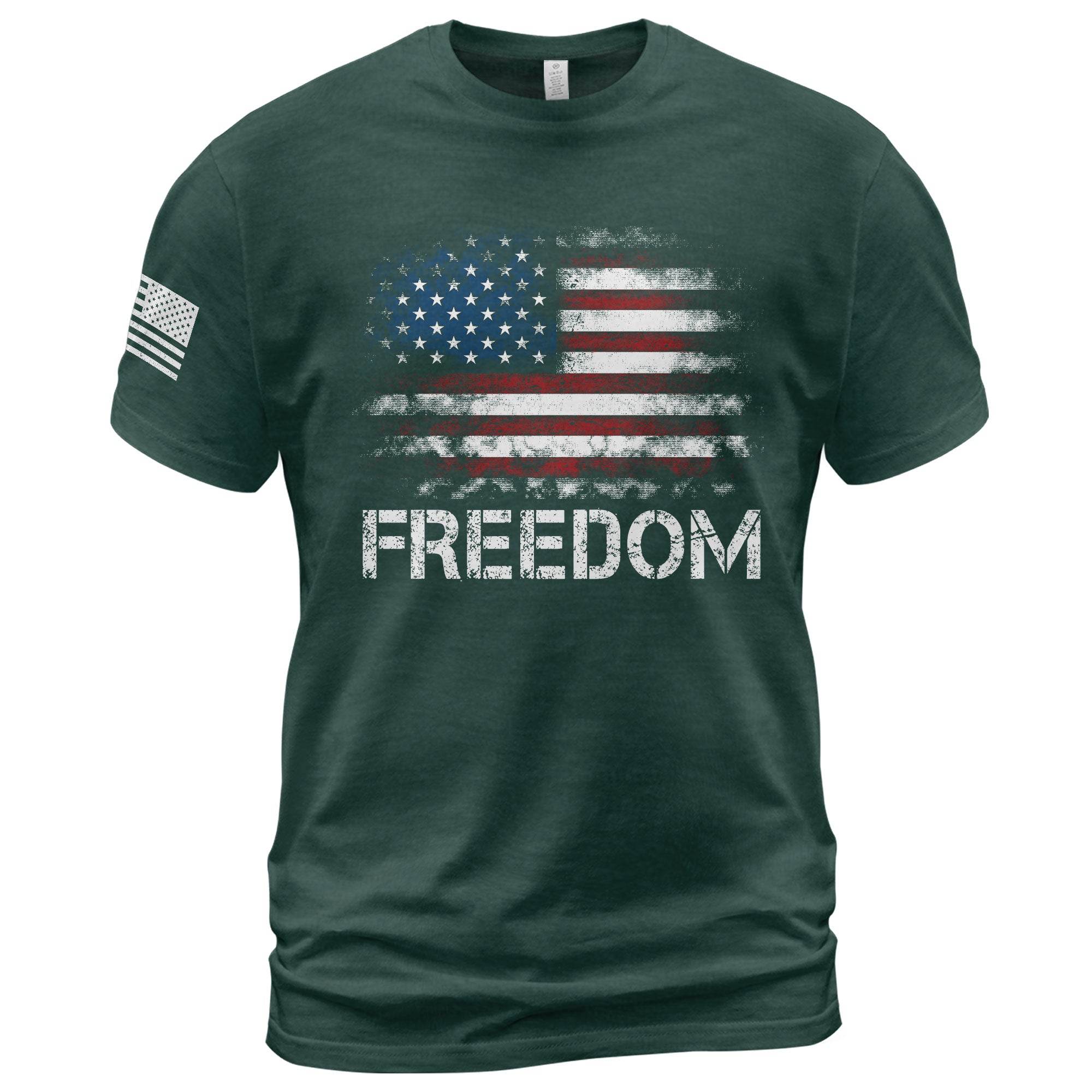 Freedom Distressed American Flag Bold Patriotic T-Shirt - Rust Field Wear