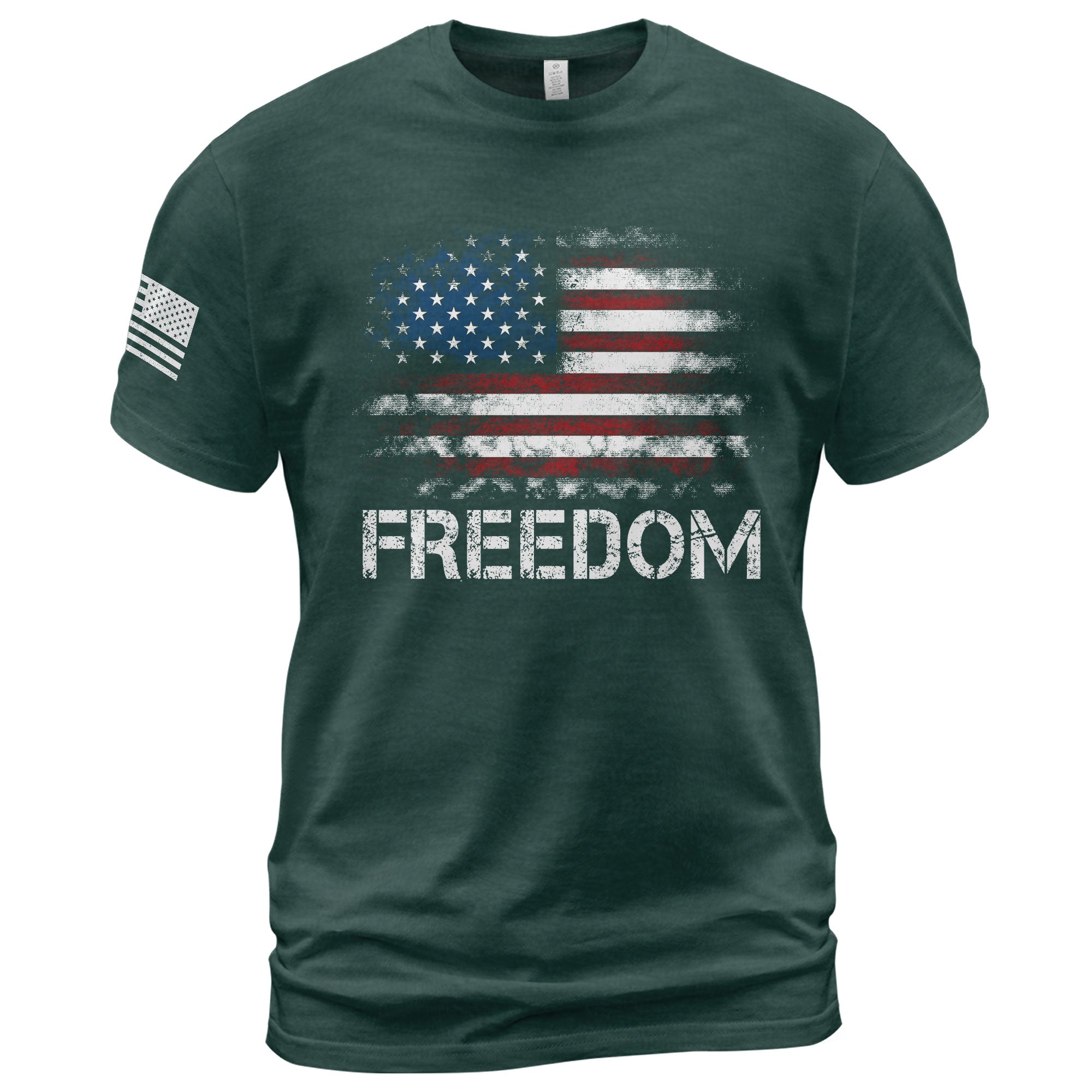 Freedom Distressed American Flag Bold Patriotic T-Shirt