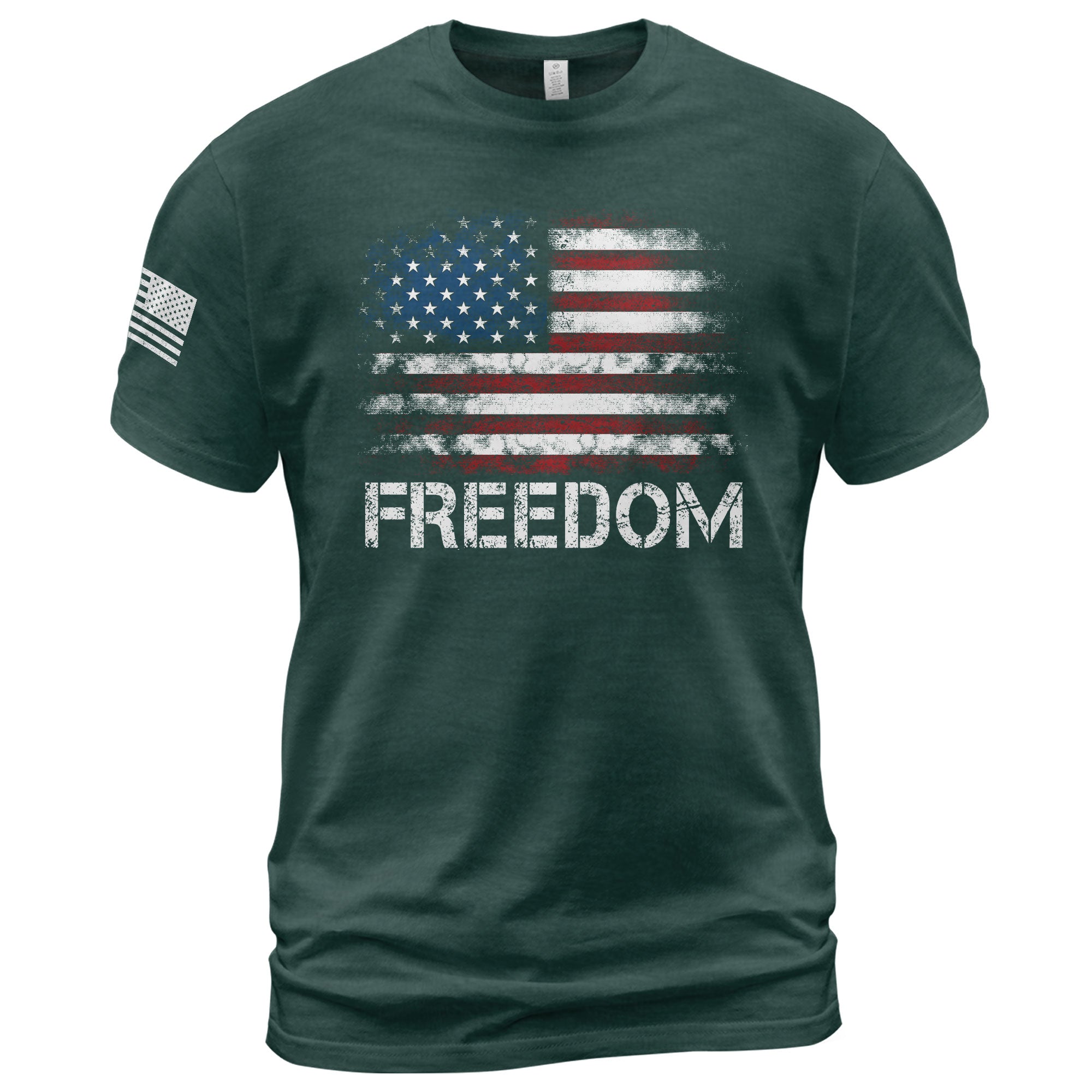 Freedom Distressed American Flag Bold Patriotic T-Shirt